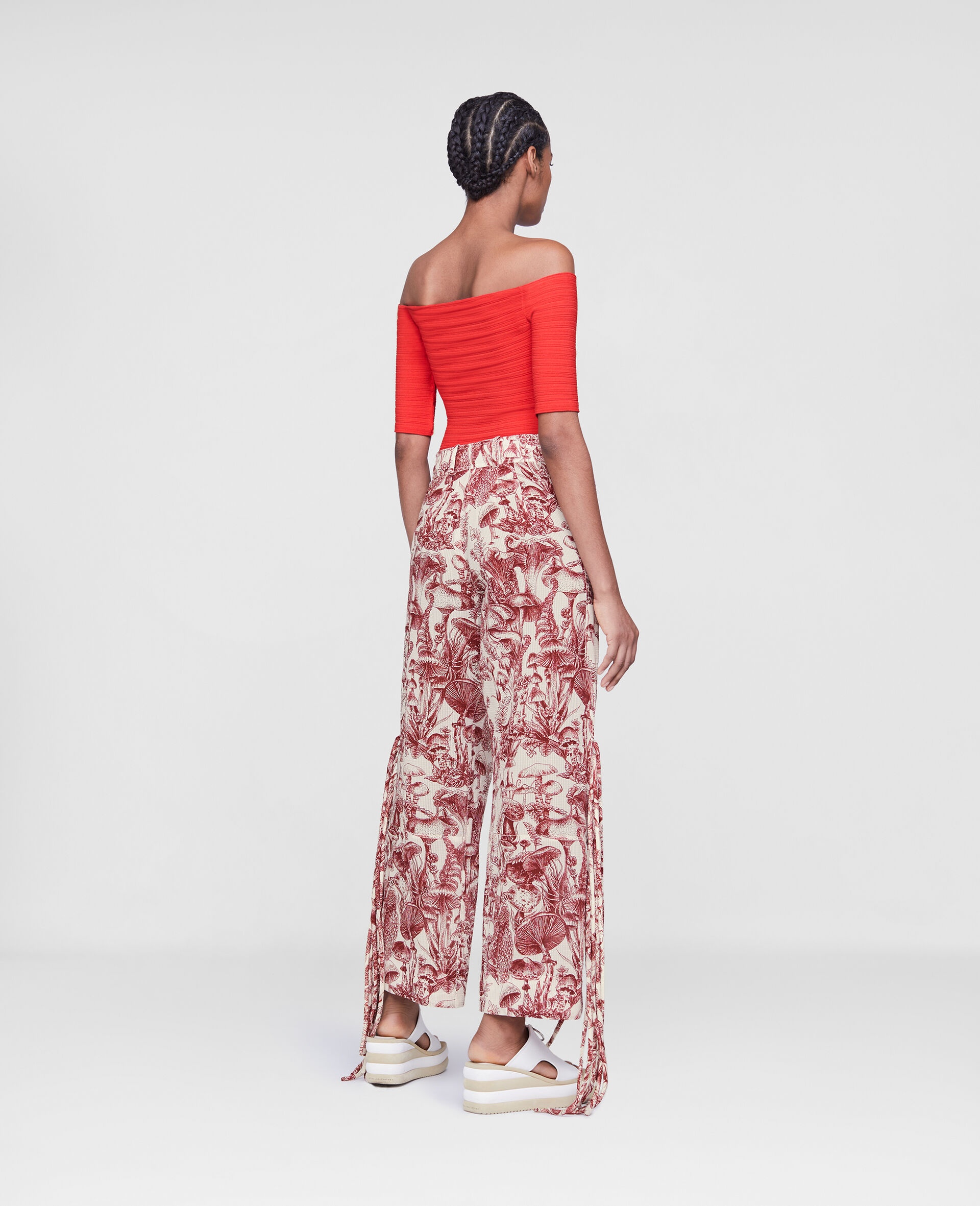 Mushroom Print Fringed Pants - 3