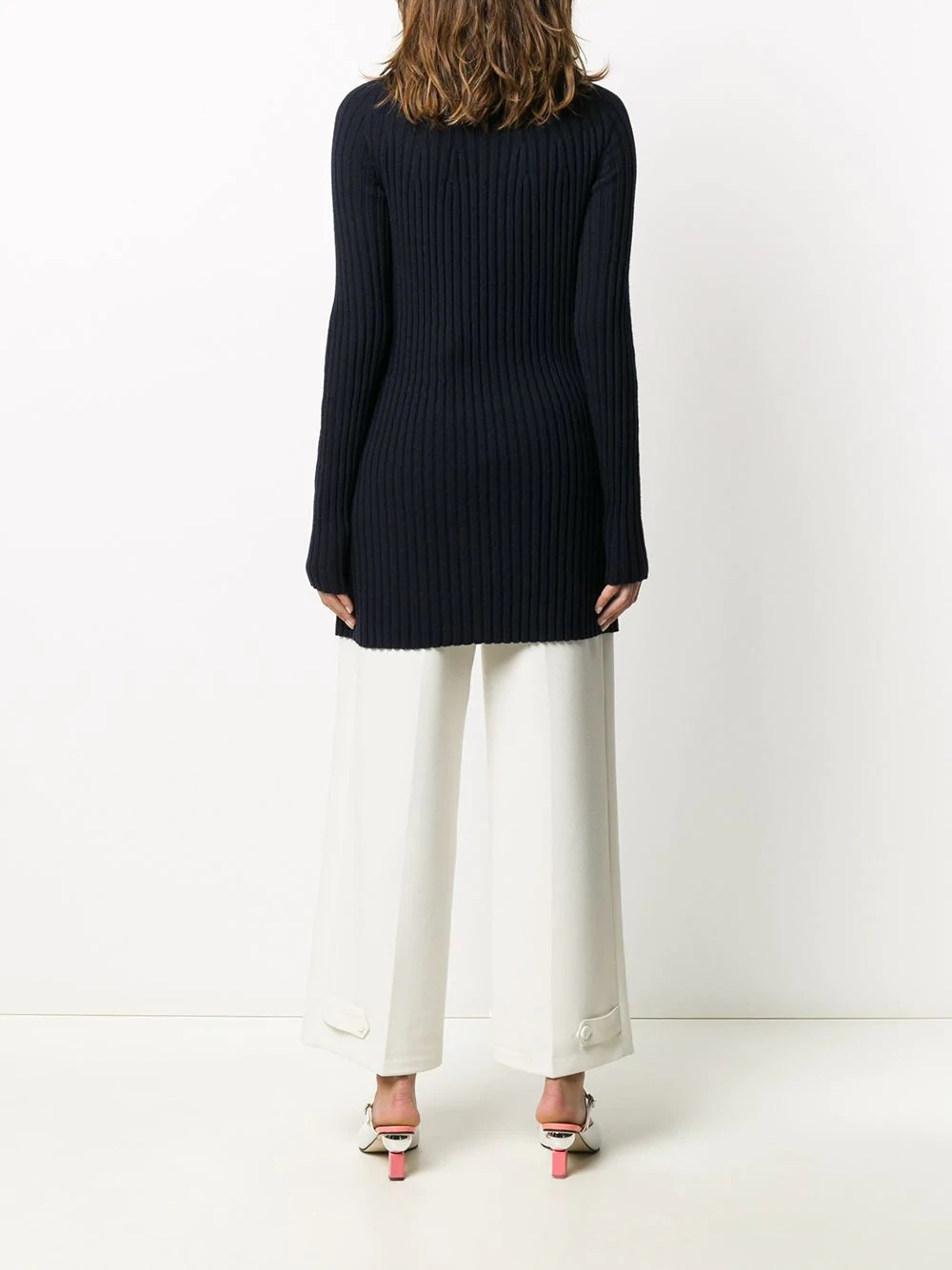 front slit ribbed knit jumper - 4