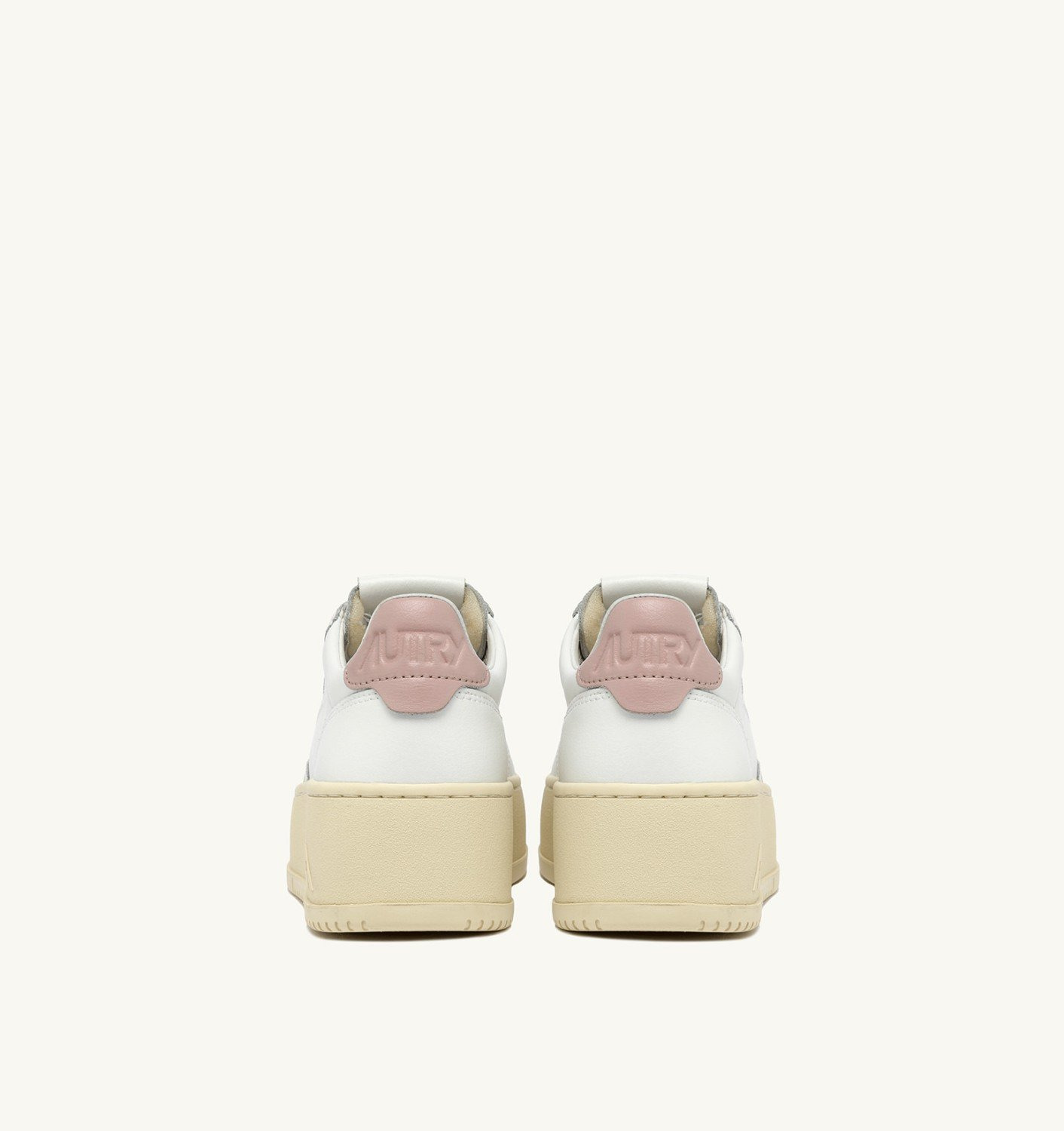 MEDALIST PLATFORM SNEAKERS IN WHITE AND POWDER PINK LEATHER - 3