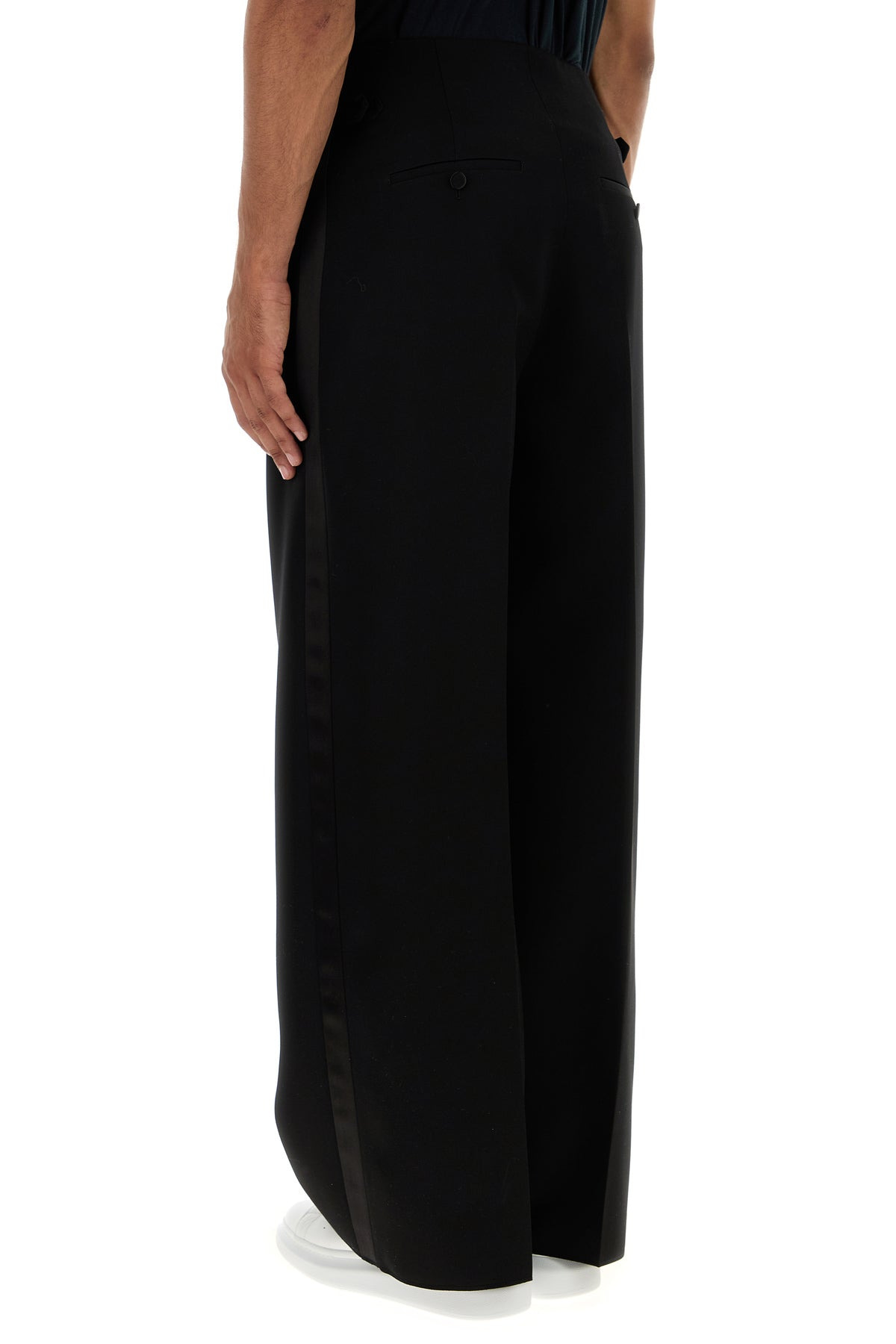 Black wool wide-leg pant - 4