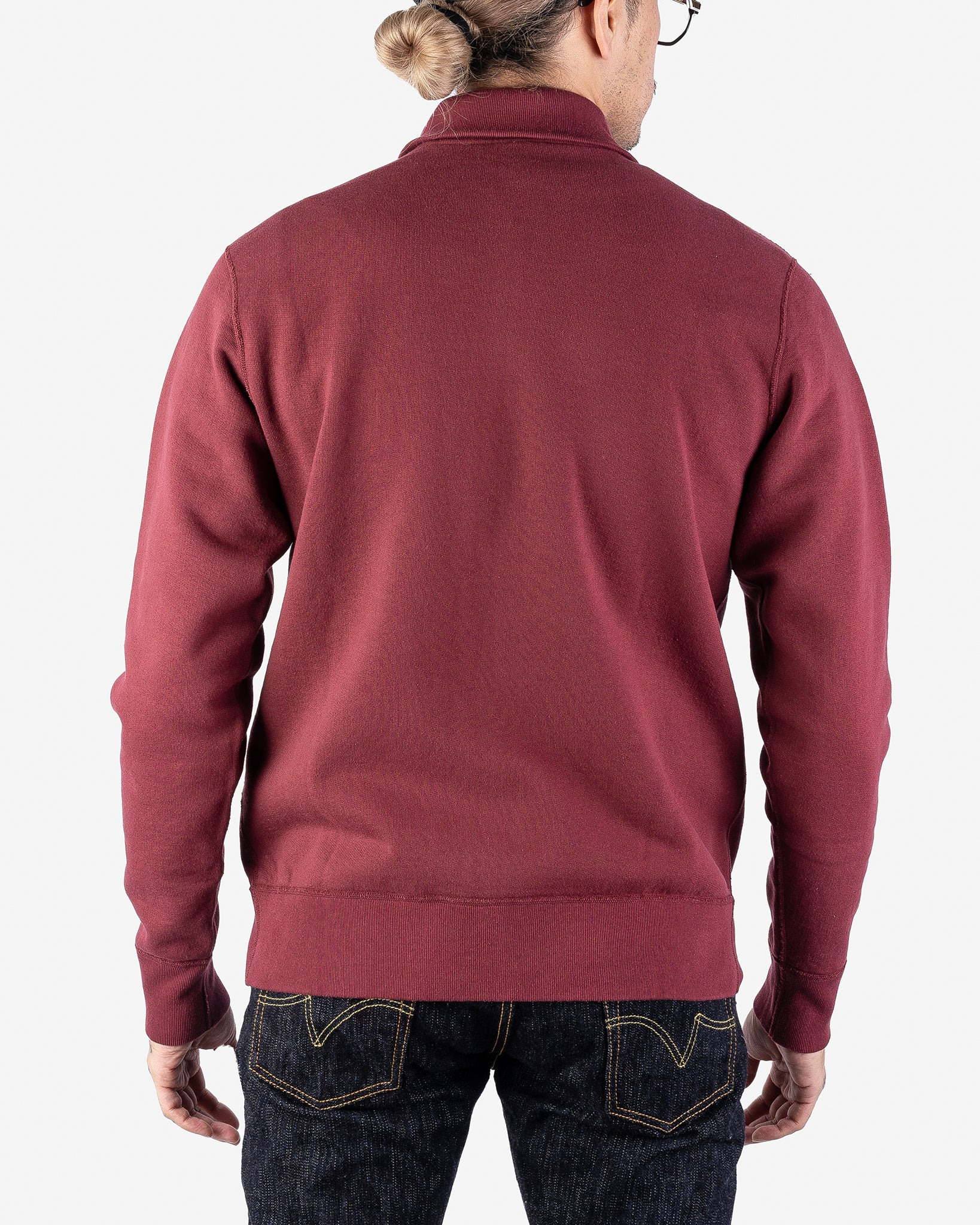 IHSW-11-BUR 14oz Ultra Heavyweight Loopwheel Cotton Zip Up Sweater - Burgundy - 3