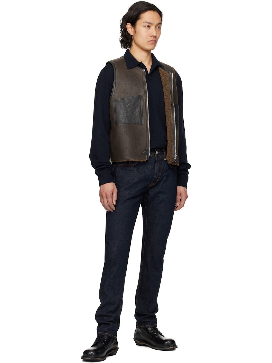 Navy Slim Fit Once-Washed Selvedge Jeans - 4