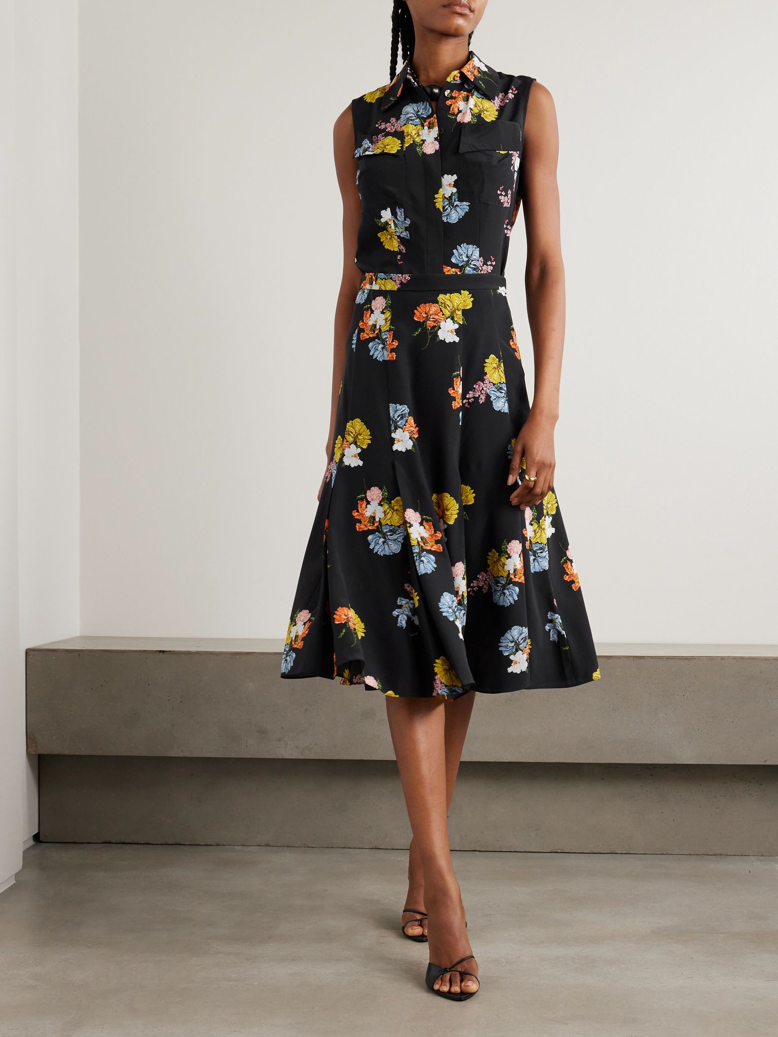 Navanne floral-print silk crepe de chine blouse Black - 2