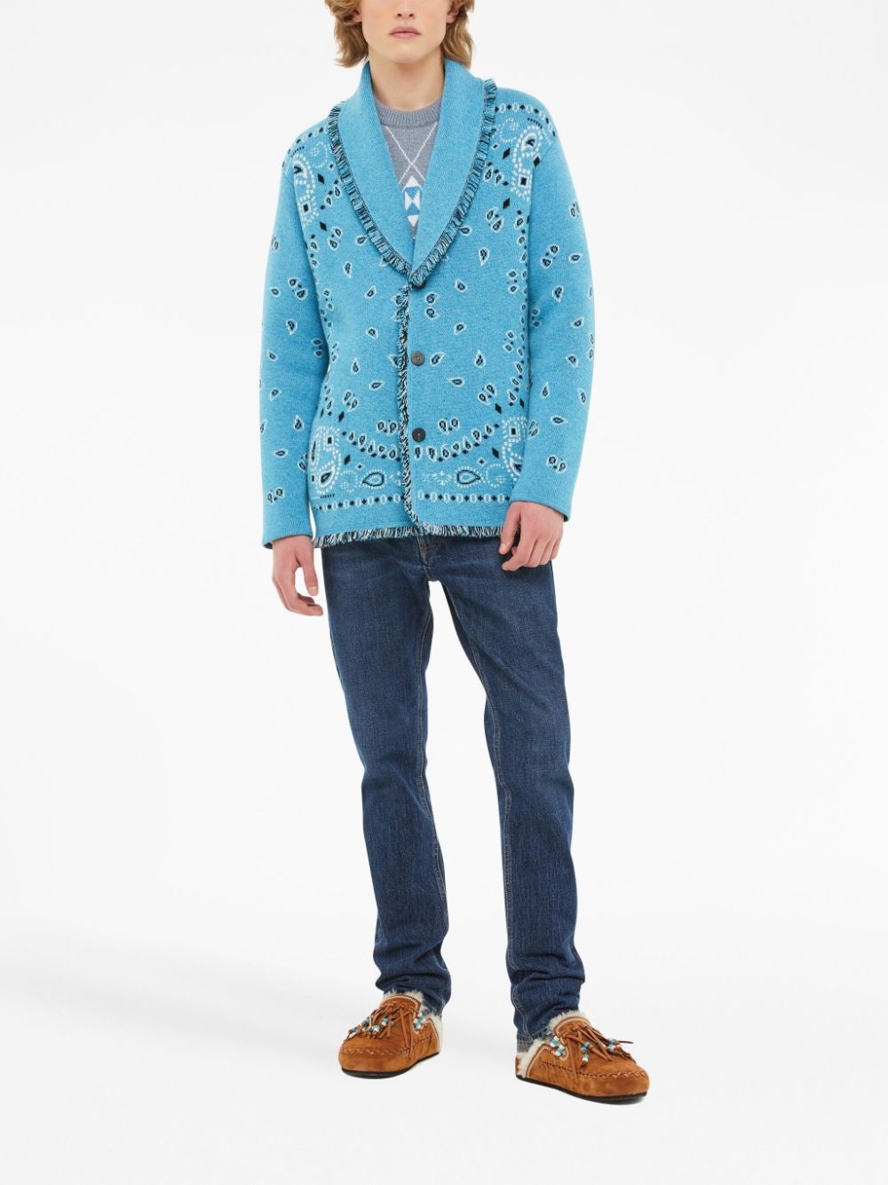 Bandana Jacquard fringed cardigan - 3