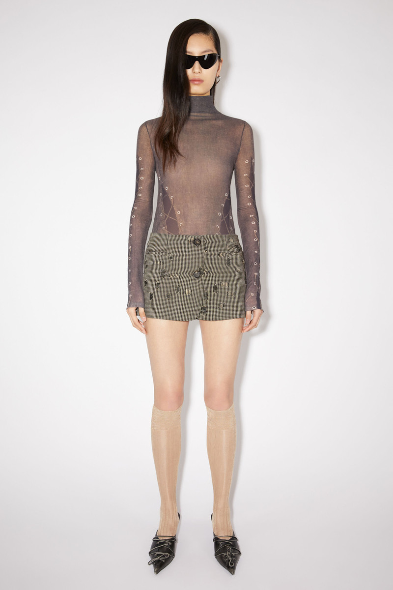 Acne Studios Distressed houndstooth skirt - Grey/beige outlook