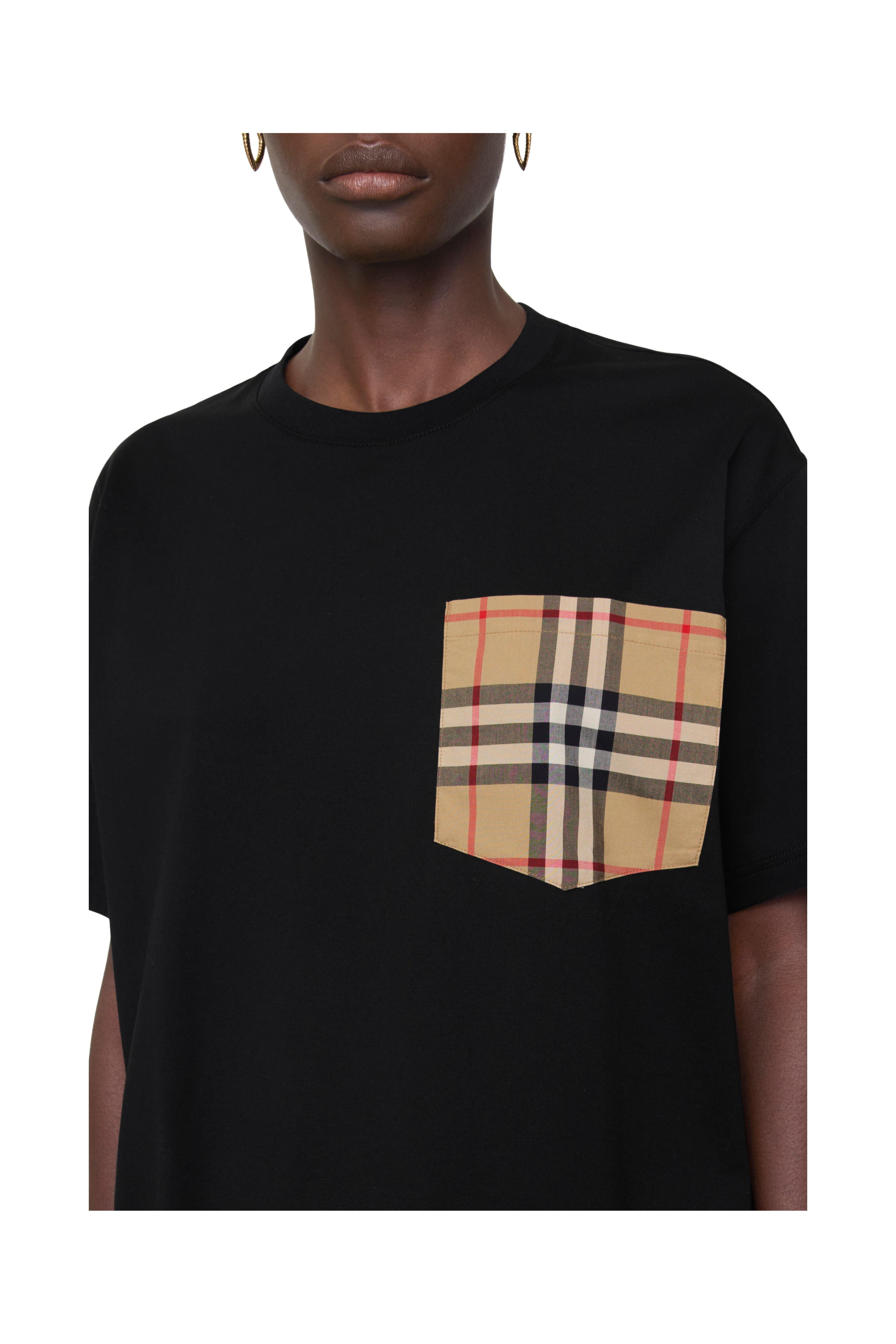 burberry Check Pocket Cotton T-shirt in Black at Nordstrom - 2