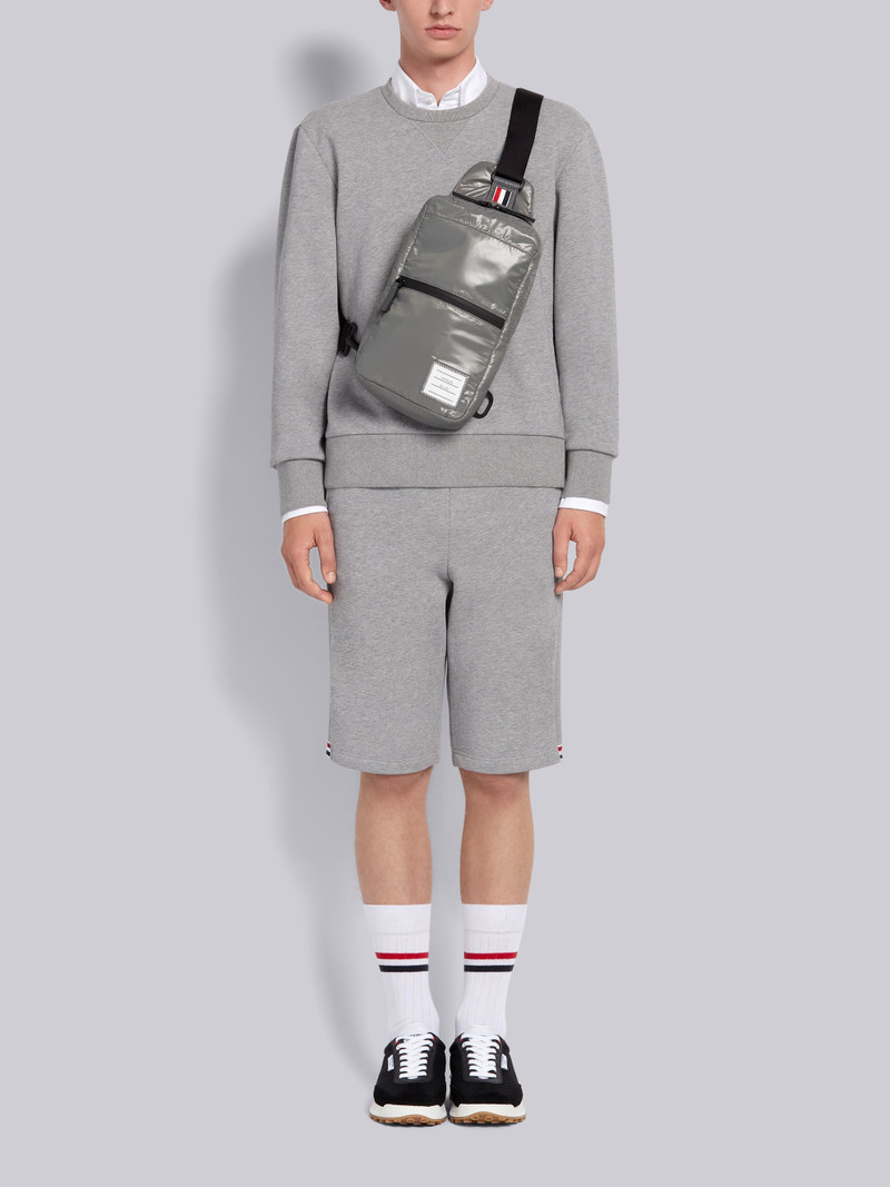 Light Grey Cotton Loopback Side Stripe Insert Sweat Short 4