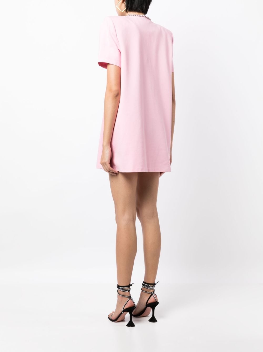 crystal bow V-neck minidress - 4