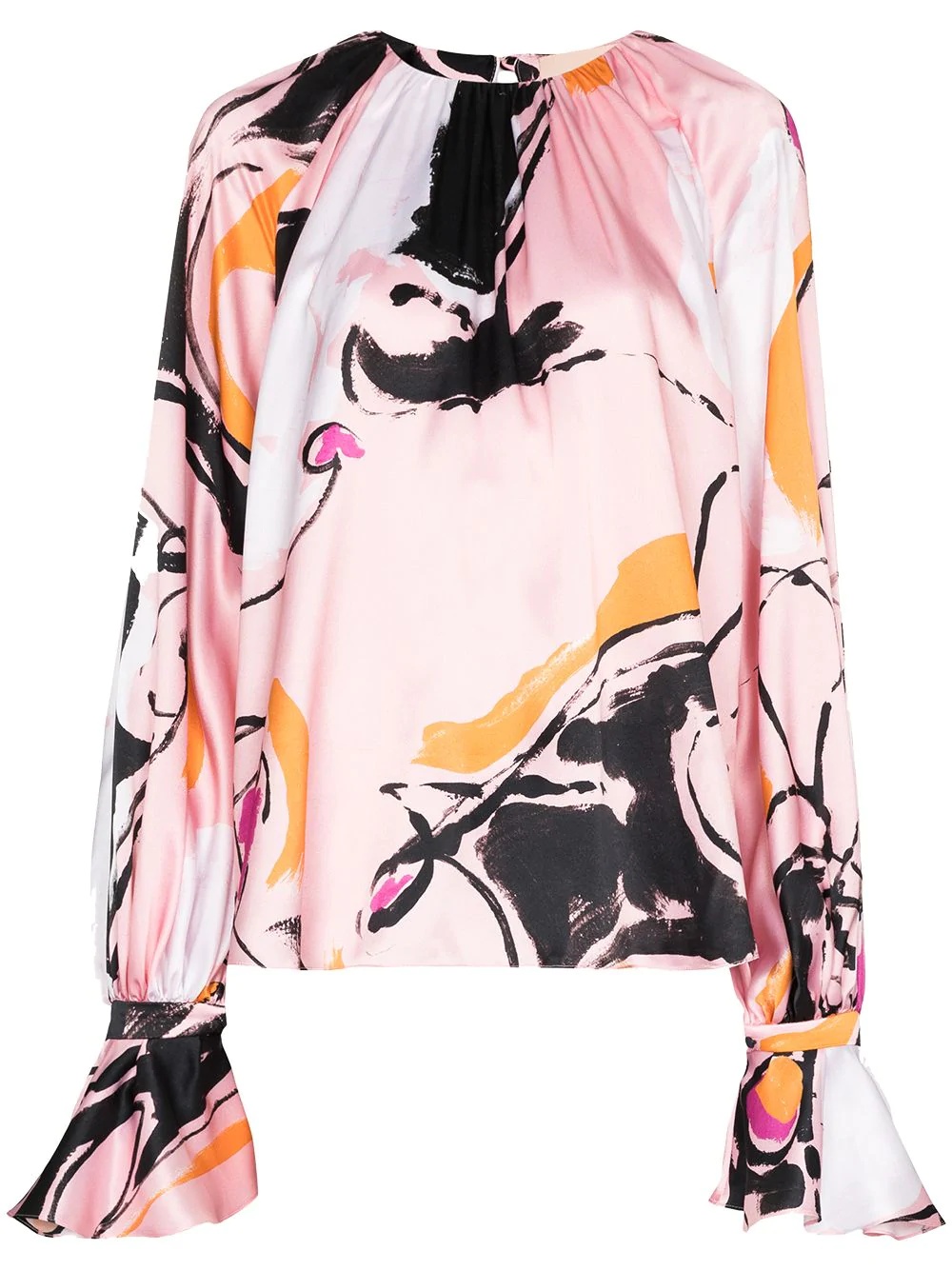 Dance-print puff-sleeve blouse - 1