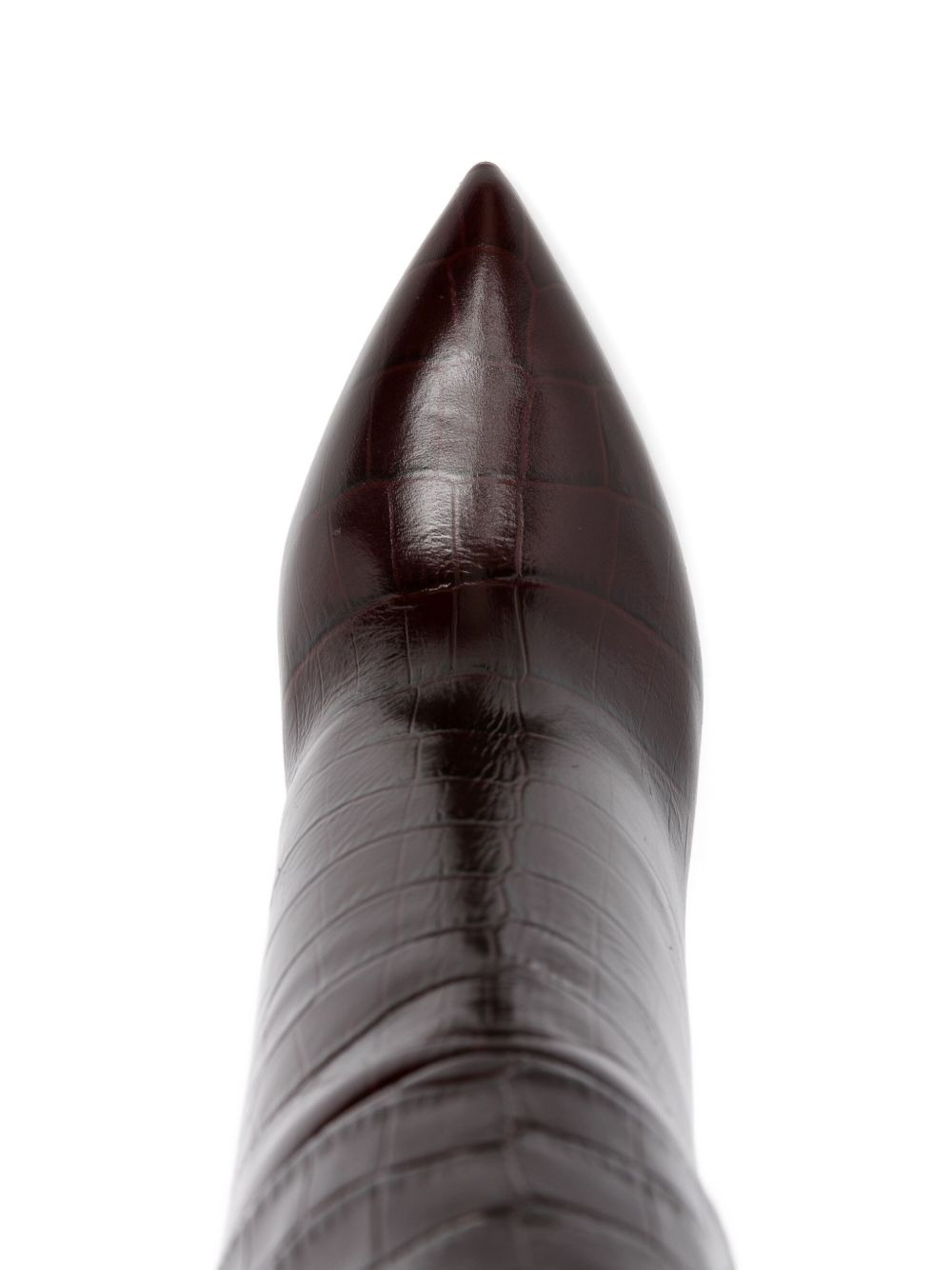 100MM crocodile-embossed stiletto boots - 4