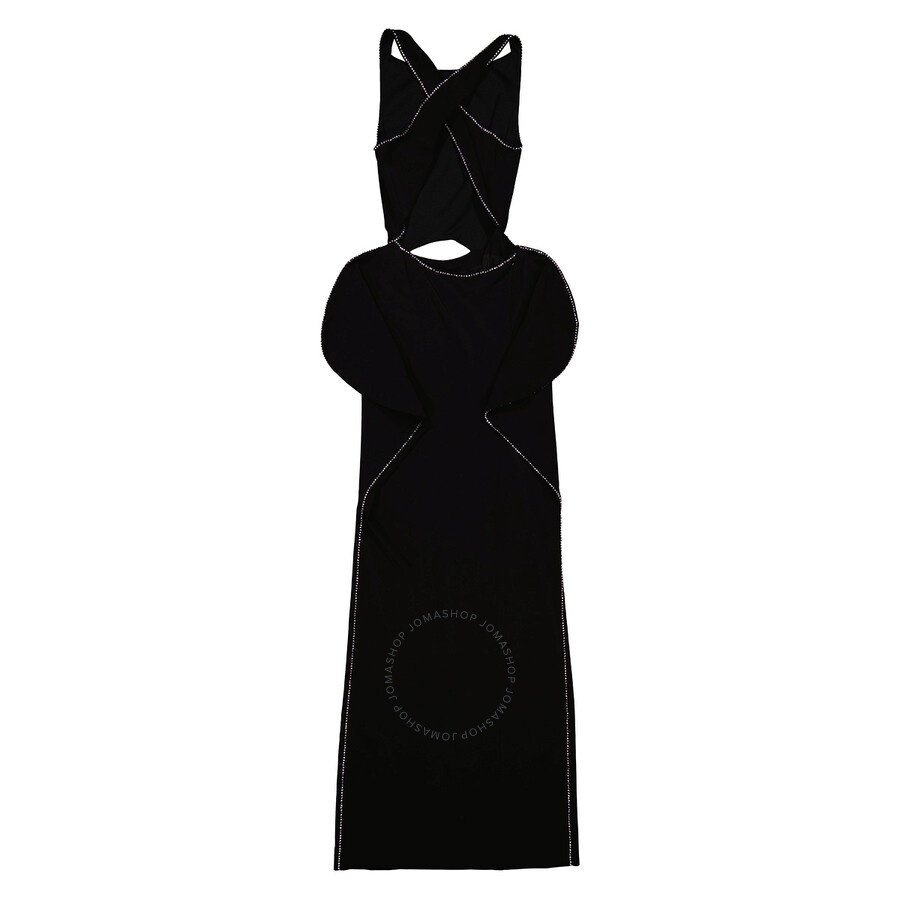 Burberry Ladies Black Cut-out Stretch Jersey Sleeveless Crystal Detail Gown - 2