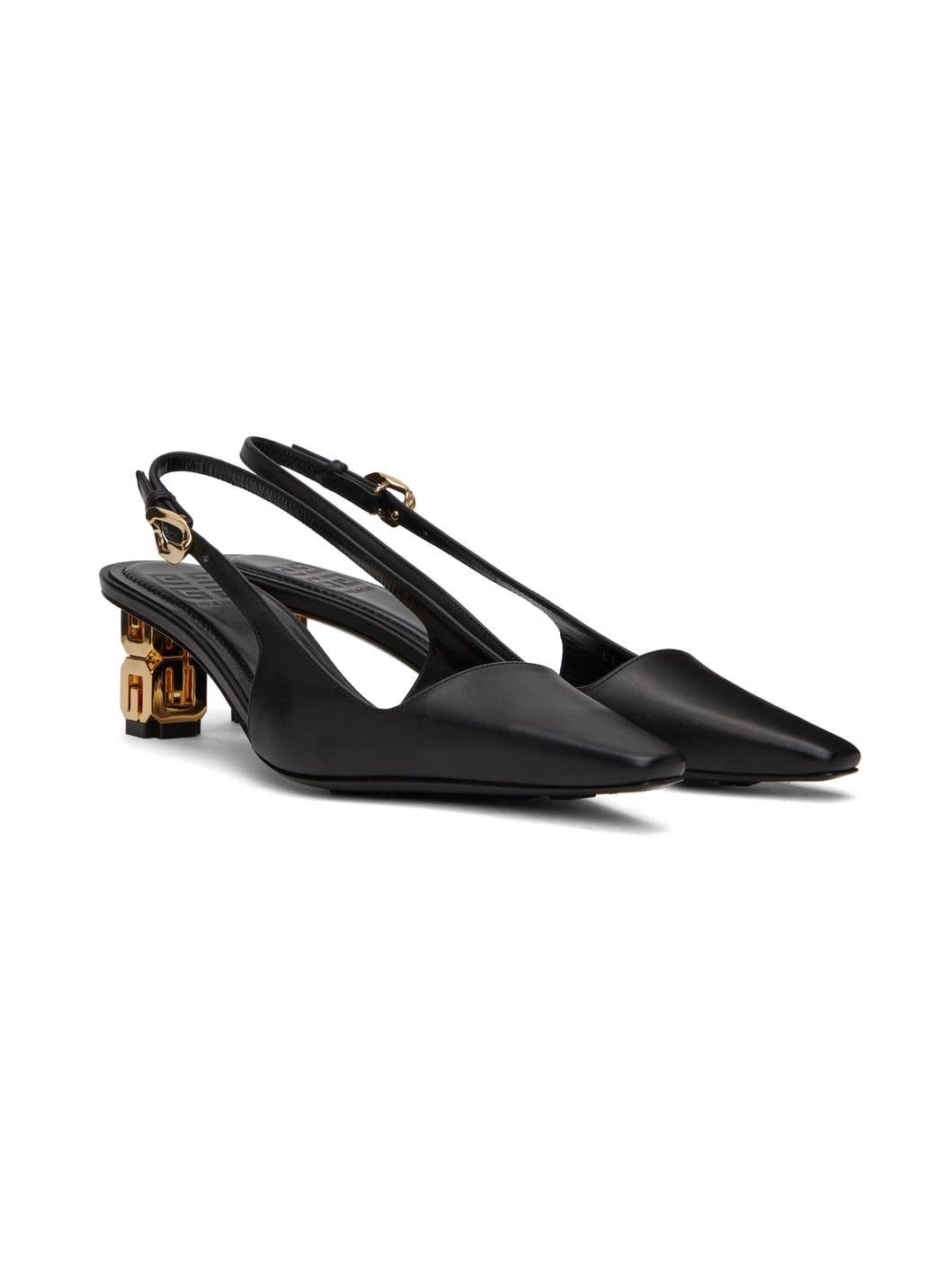 G CUBE SLINGBACK PUMPS IN LEATHER - 4