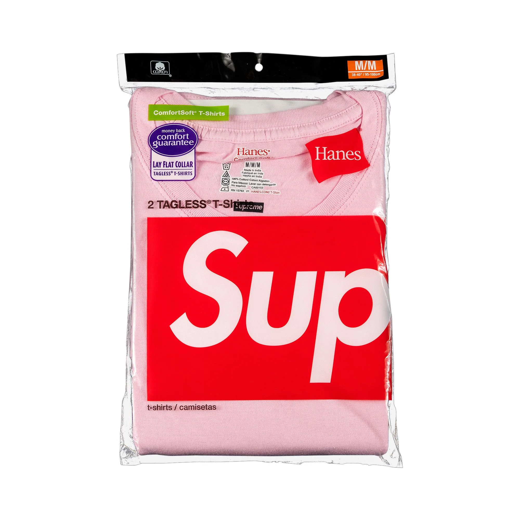 Supreme x Hanes Tagless Tees (2 Pack) 'Pink' - 1