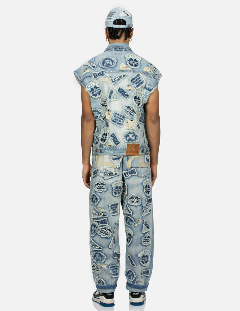 MULTIPLE BADGES DECONSTRUCTED LOOSE FIT DENIM VEST 4