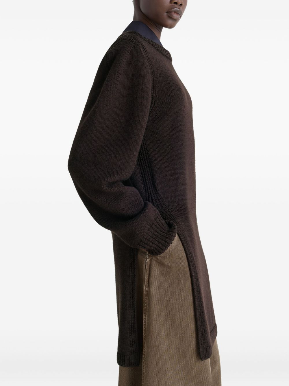 side-slit crew-neck sweater - 3