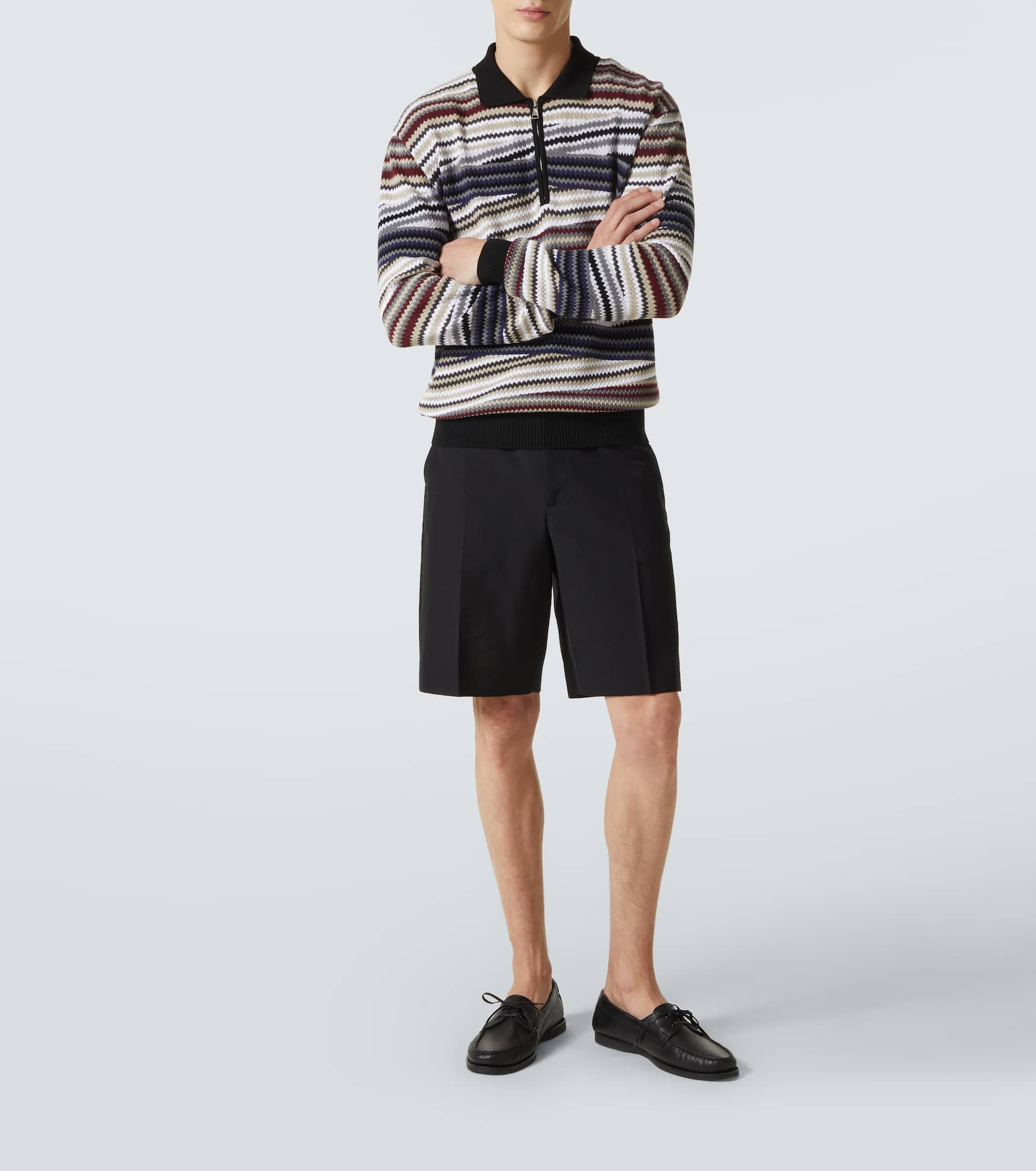 Zigzag cotton polo sweater - 2