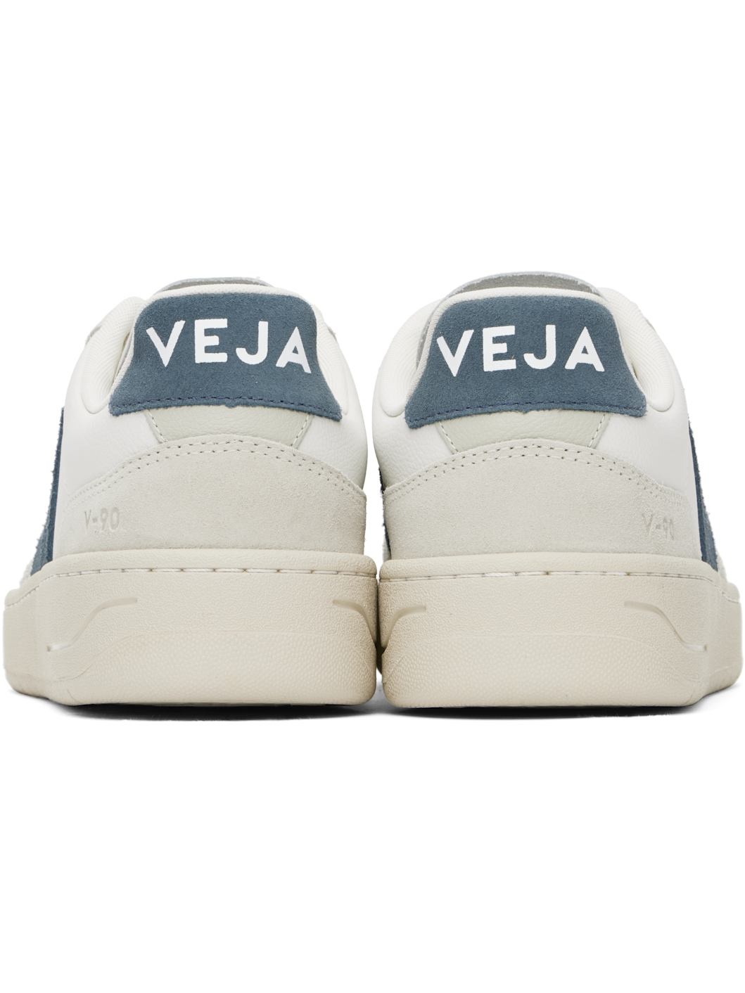 White & Gray V-90 Leather Sneakers - 2
