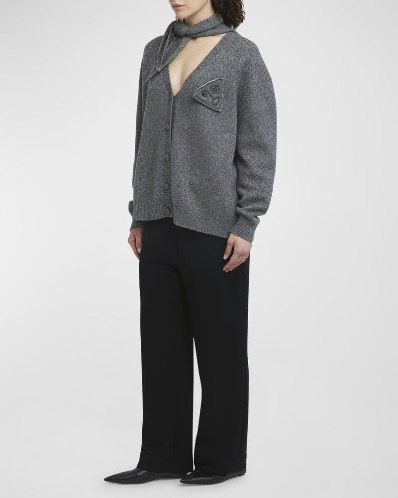 Plan C Scarf V-Neck Wool Cardigan outlook