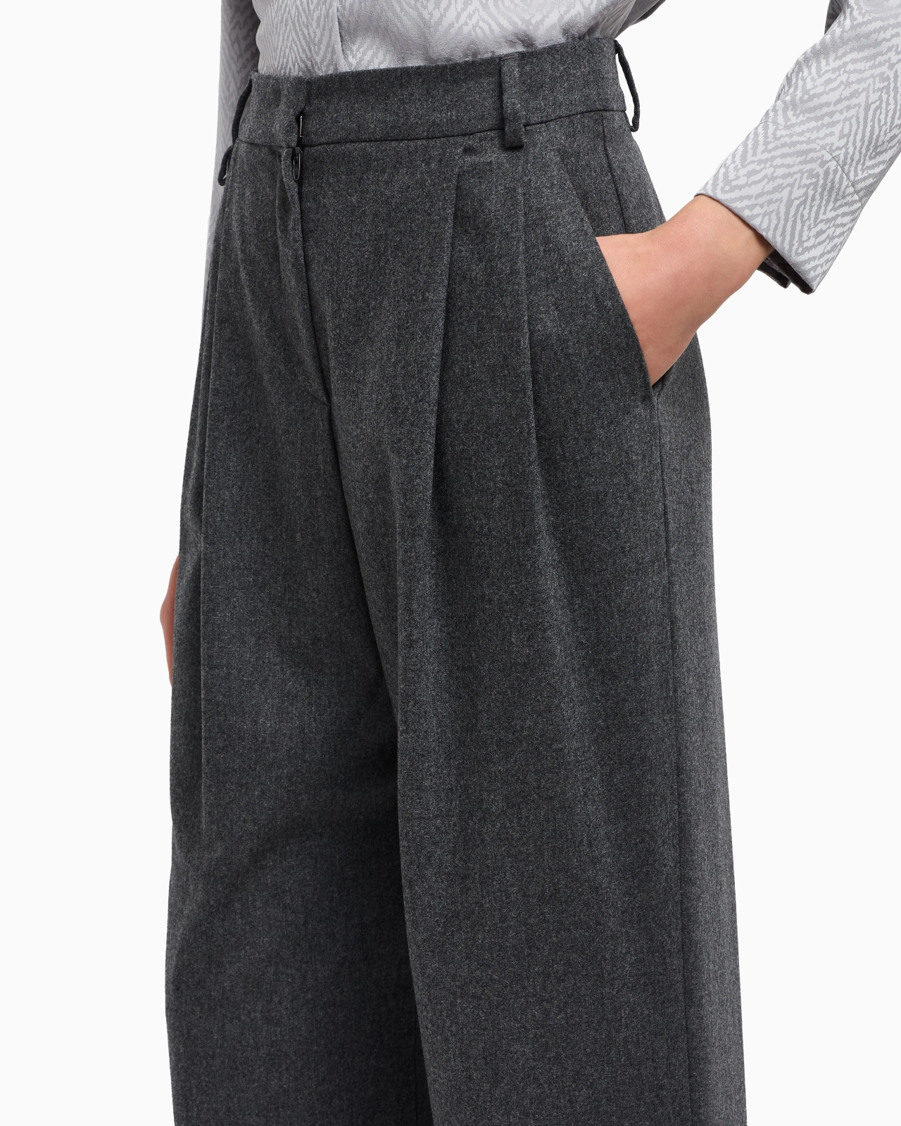 ICON WOOL FLANNEL TROUSERS WITH PLEATS - 5