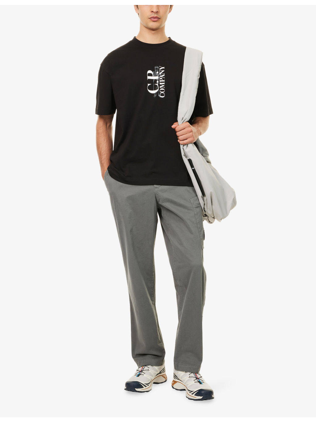 Logo-Patch Straight-Leg Stretch-Cotton Cargo Trousers - 2