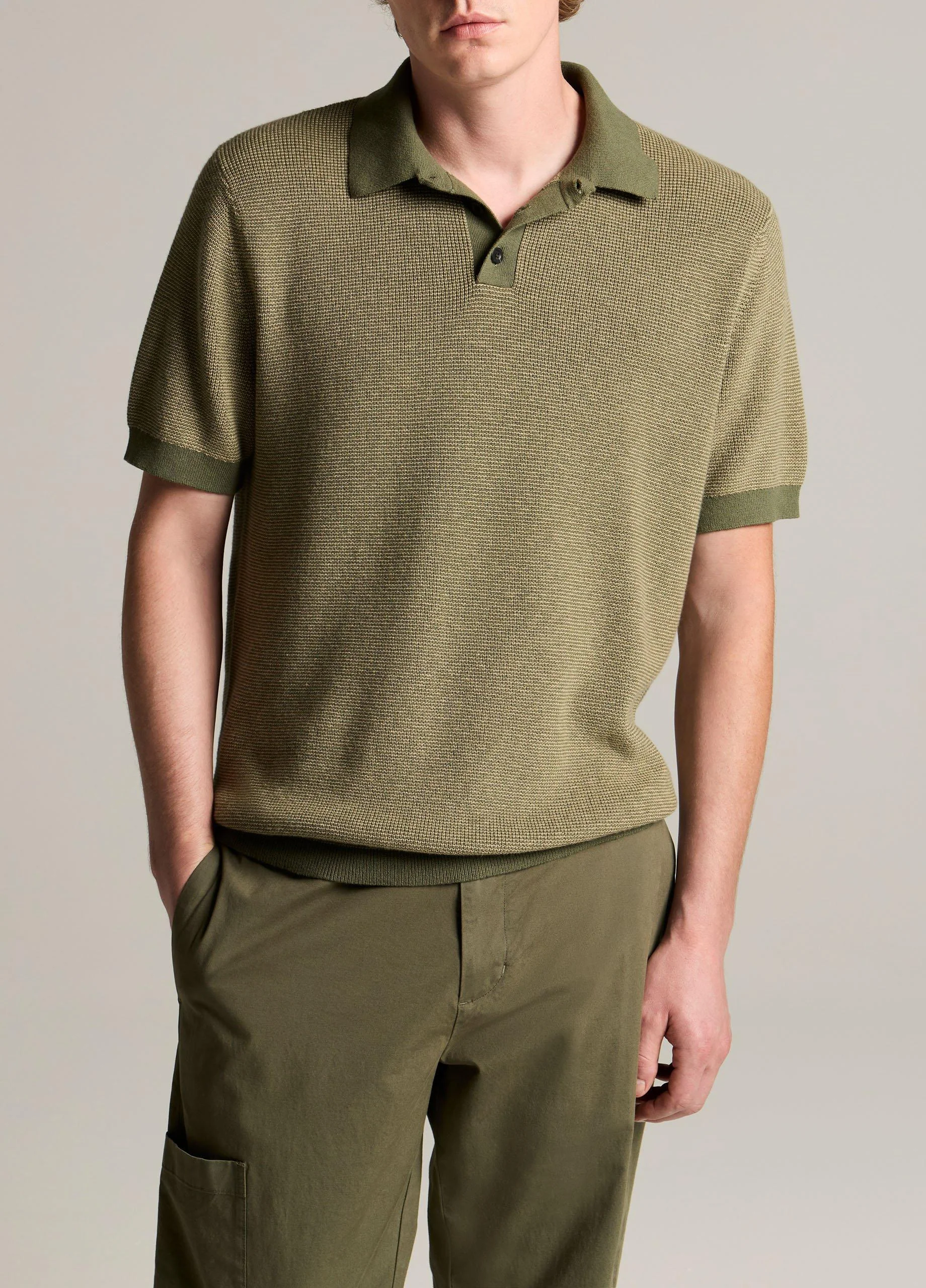 Colorblock Feed-Stripe Cotton-Cashmere Polo Sweater - 1