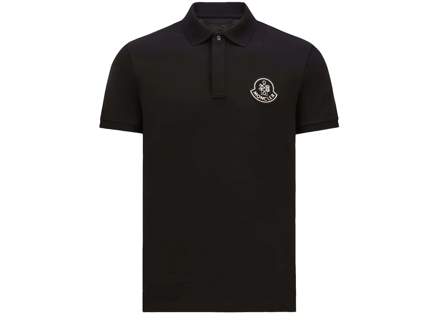 Moncler Year of the Snake Patch Cotton Piquet Polo Shirt Black - 1