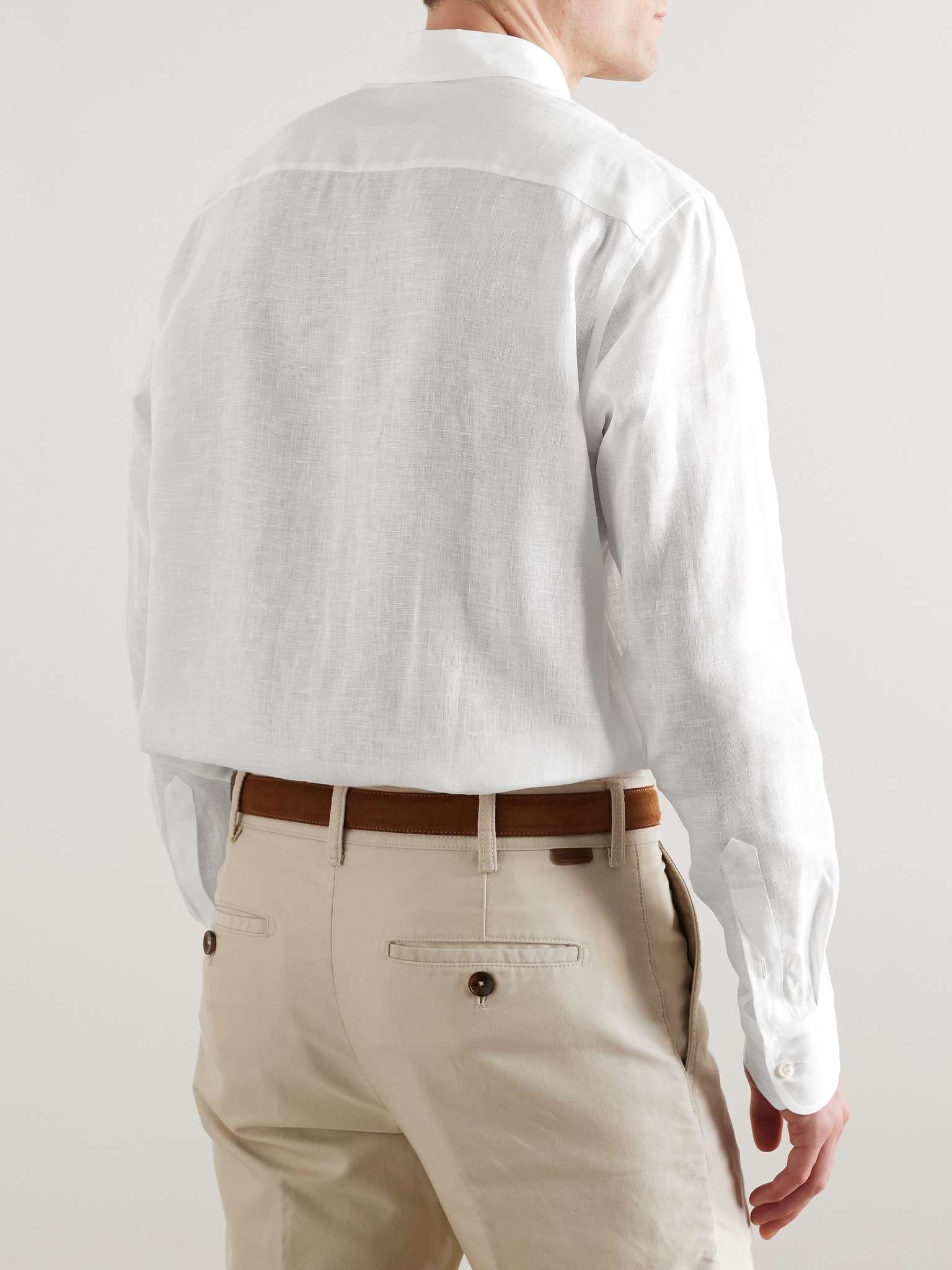 Button-Down Collar Linen Shirt - 4