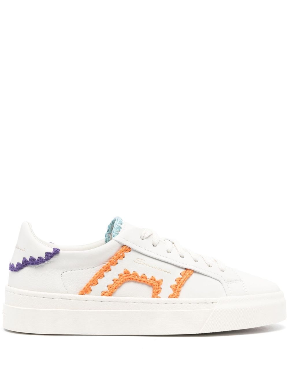 contrast-trim leather sneakers - 1