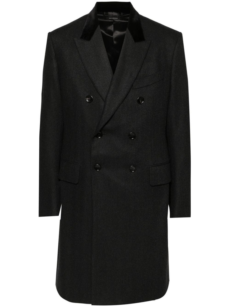 herringbone double-breasted coat 1