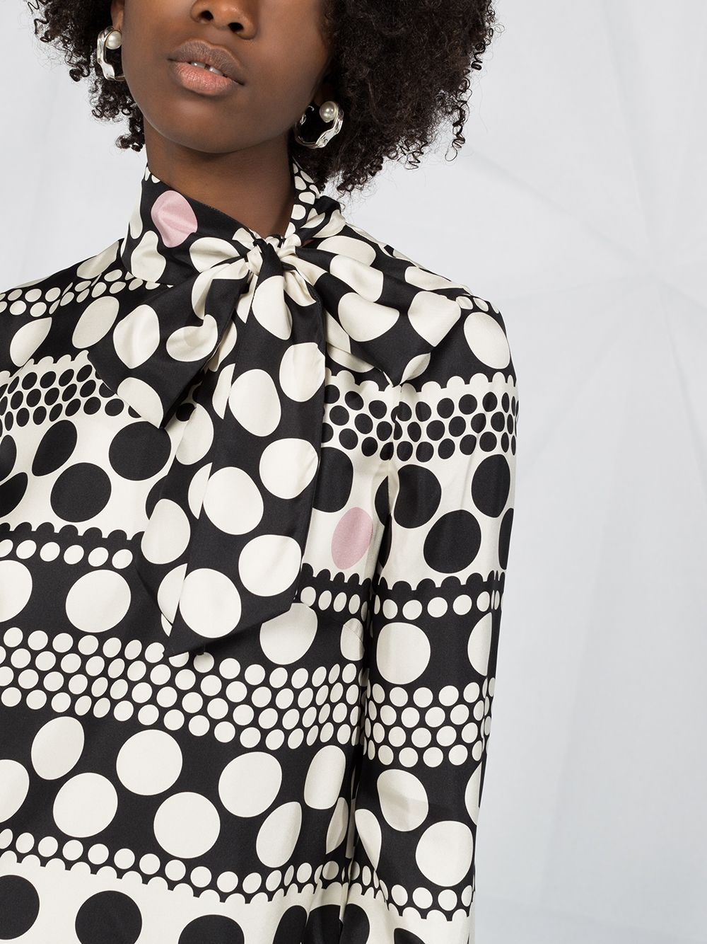 long-sleeve polka-dot dress - 5