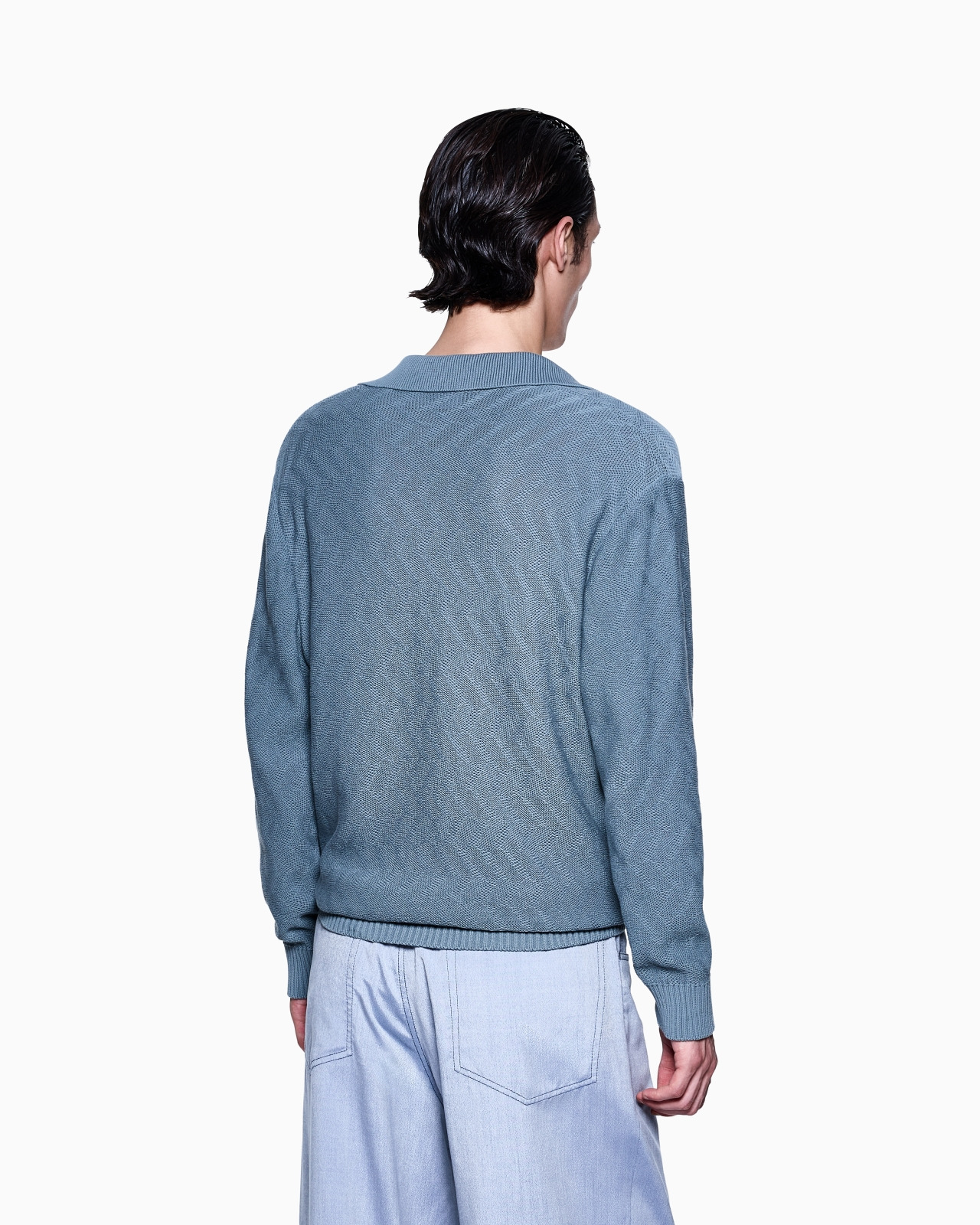 COTTON JACQUARD KNITTED POLO SHIRT - 3