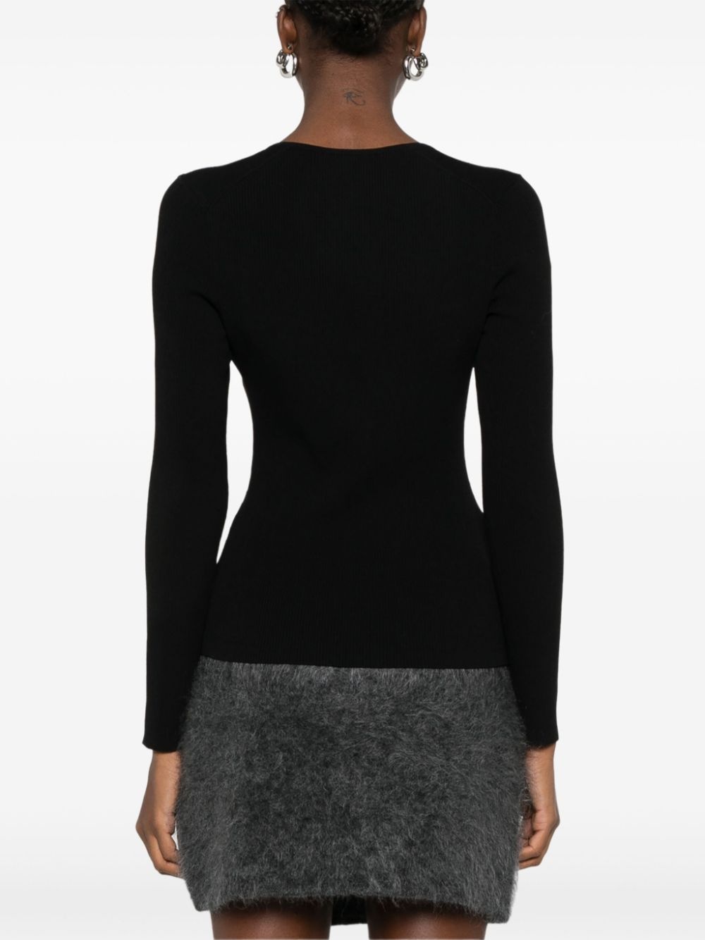 scoop-neck ribbed-knit jumper - 4