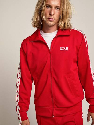 Golden Goose Red Denis Star Collection zipped sweatshirt with red stars outlook