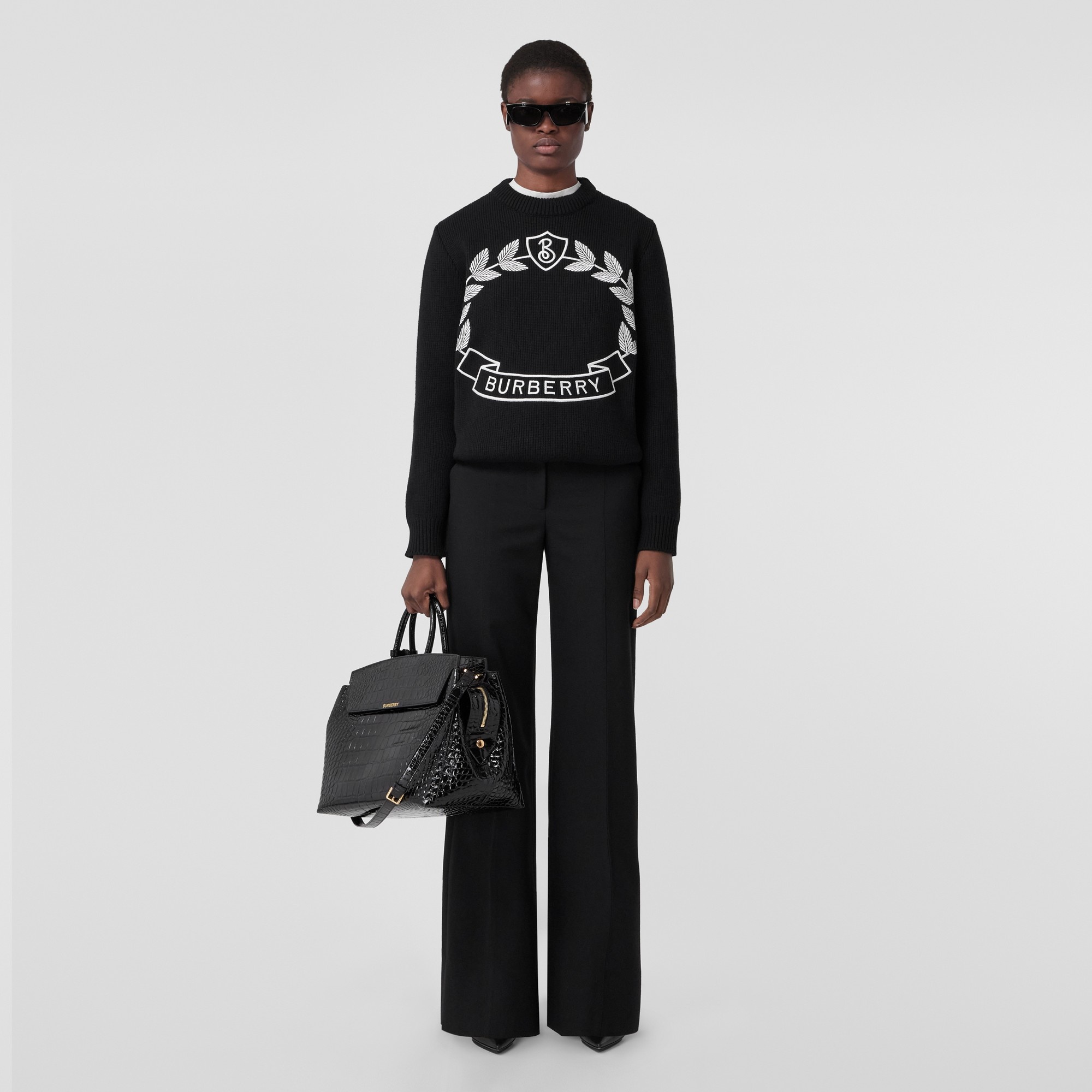 Oak Leaf Crest Wool Cashmere Sweater - 5