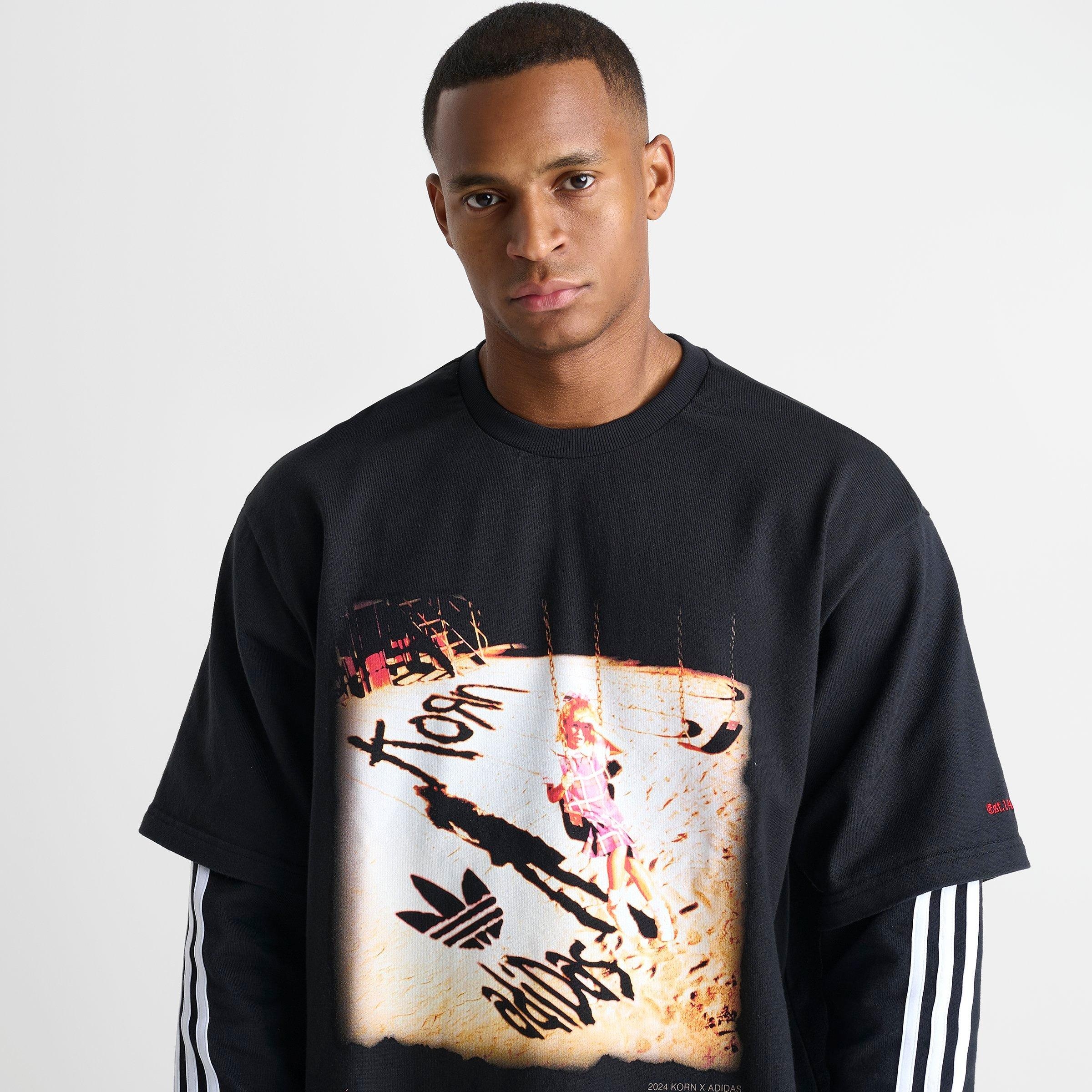 adidas MEN'S ADIDAS ORIGINALS X KORN LONG-SLEEVE T-SHIRT adidas MEN'S ADIDAS ORIGINALS X KORN LONG-SLEEVE T-SHIRT