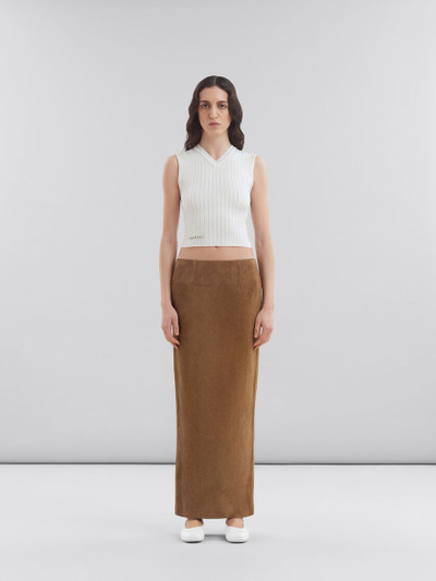 Marni BROWN SUEDE LEATHER PENCIL SKIRT outlook