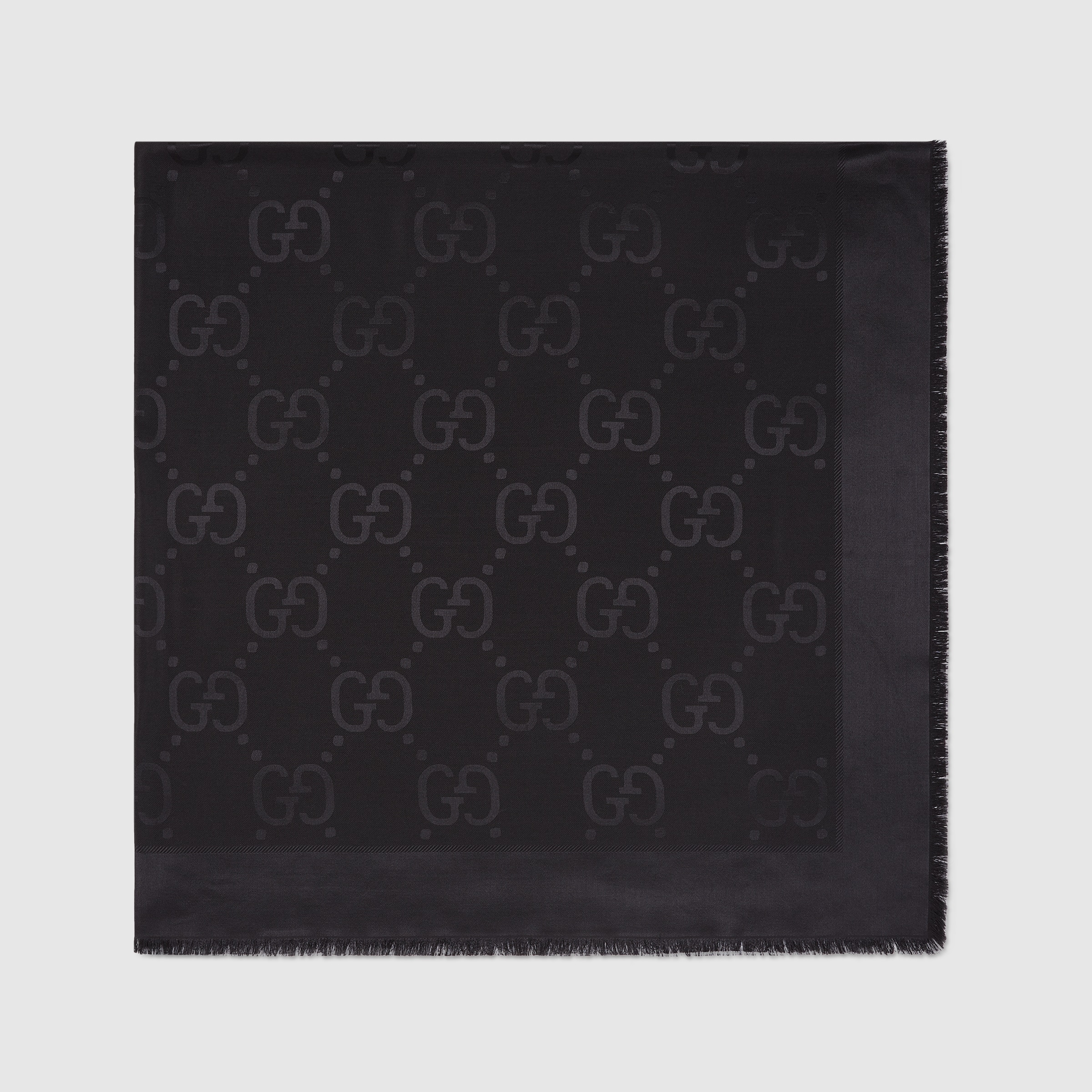 GG jacquard silk wool shawl - 2