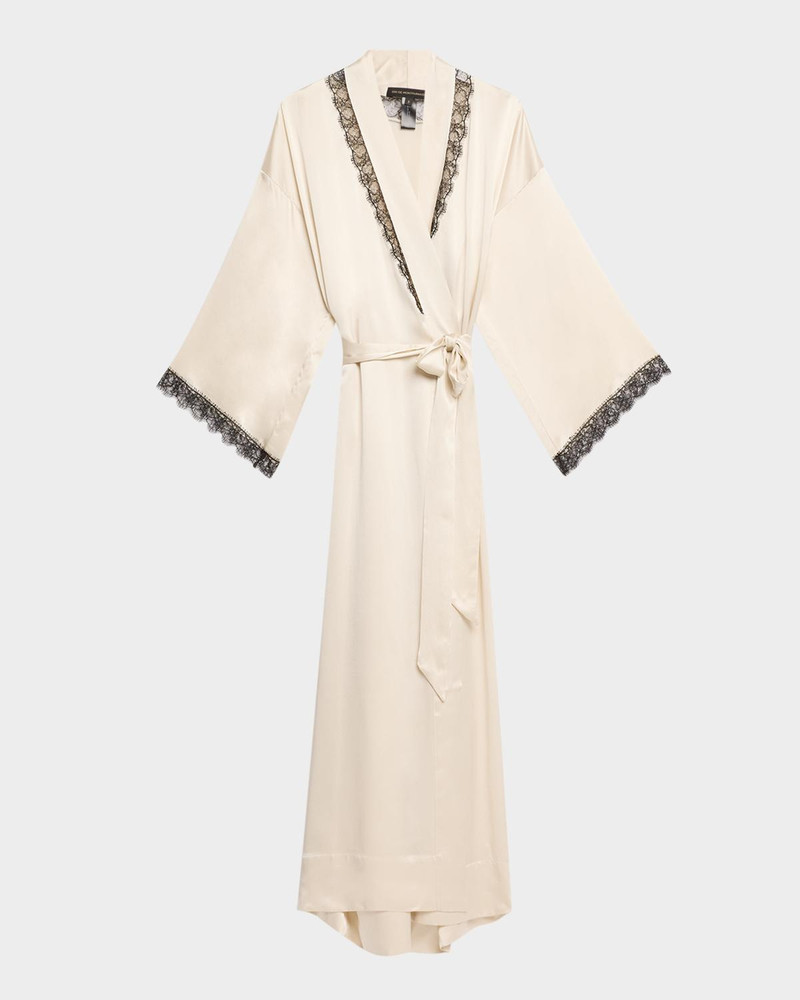 Lace-Trim Silk Robe 1
