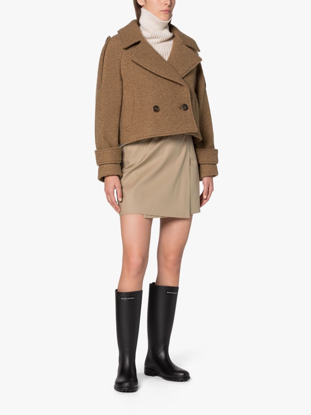 KIRSTEE BEIGE WOOL CROPPED PEA COAT - 2