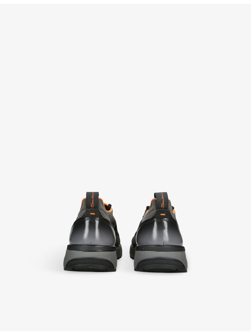 Santoni Innova Leather and Knitted Trainers outlook