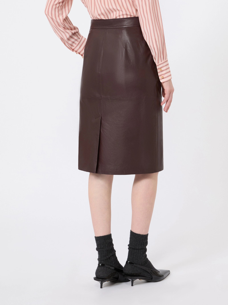 TIMORE Hammered leather pencil skirt - BORDEAUX 4