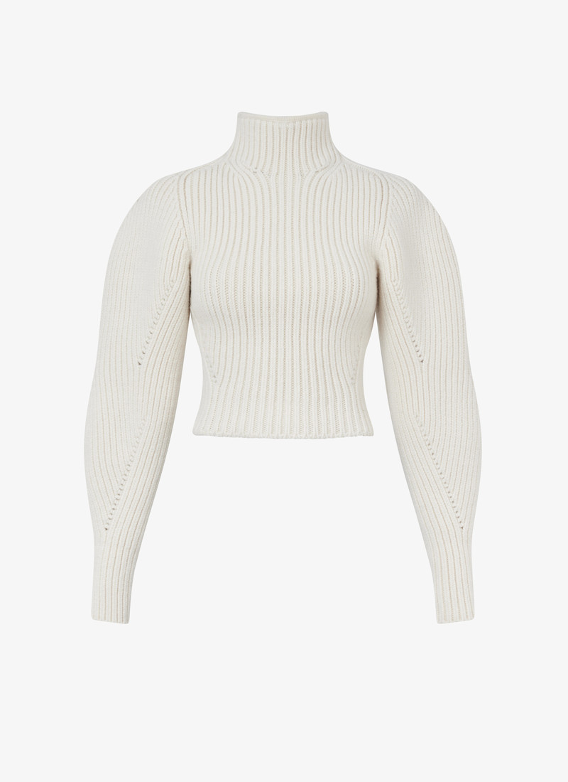 WOOL CASHMERE RIB SWEATER - 1