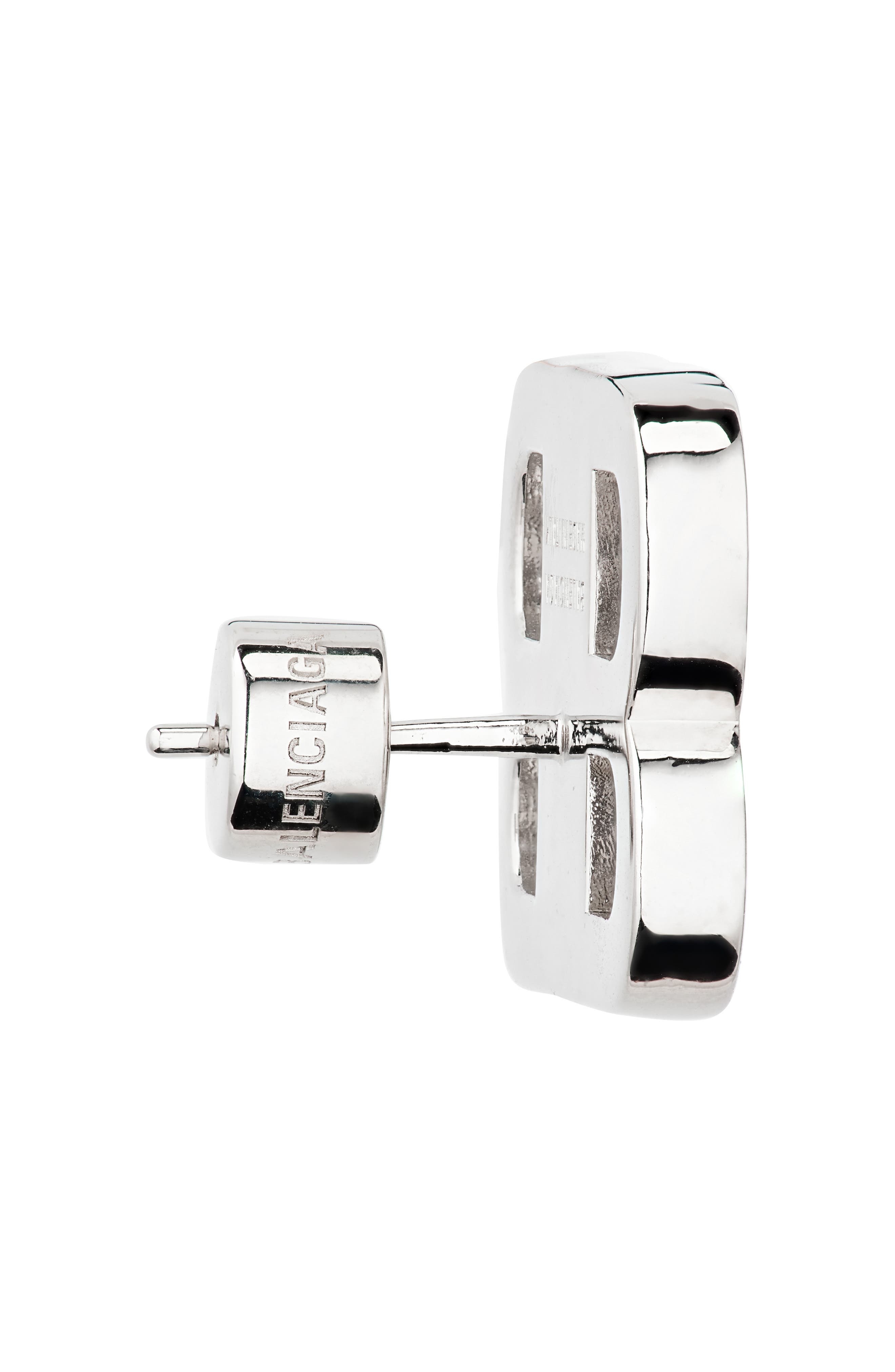 Balenciaga BB 2.0 Crystal Stud Earrings in Silver/Crystal at Nordstrom - 3