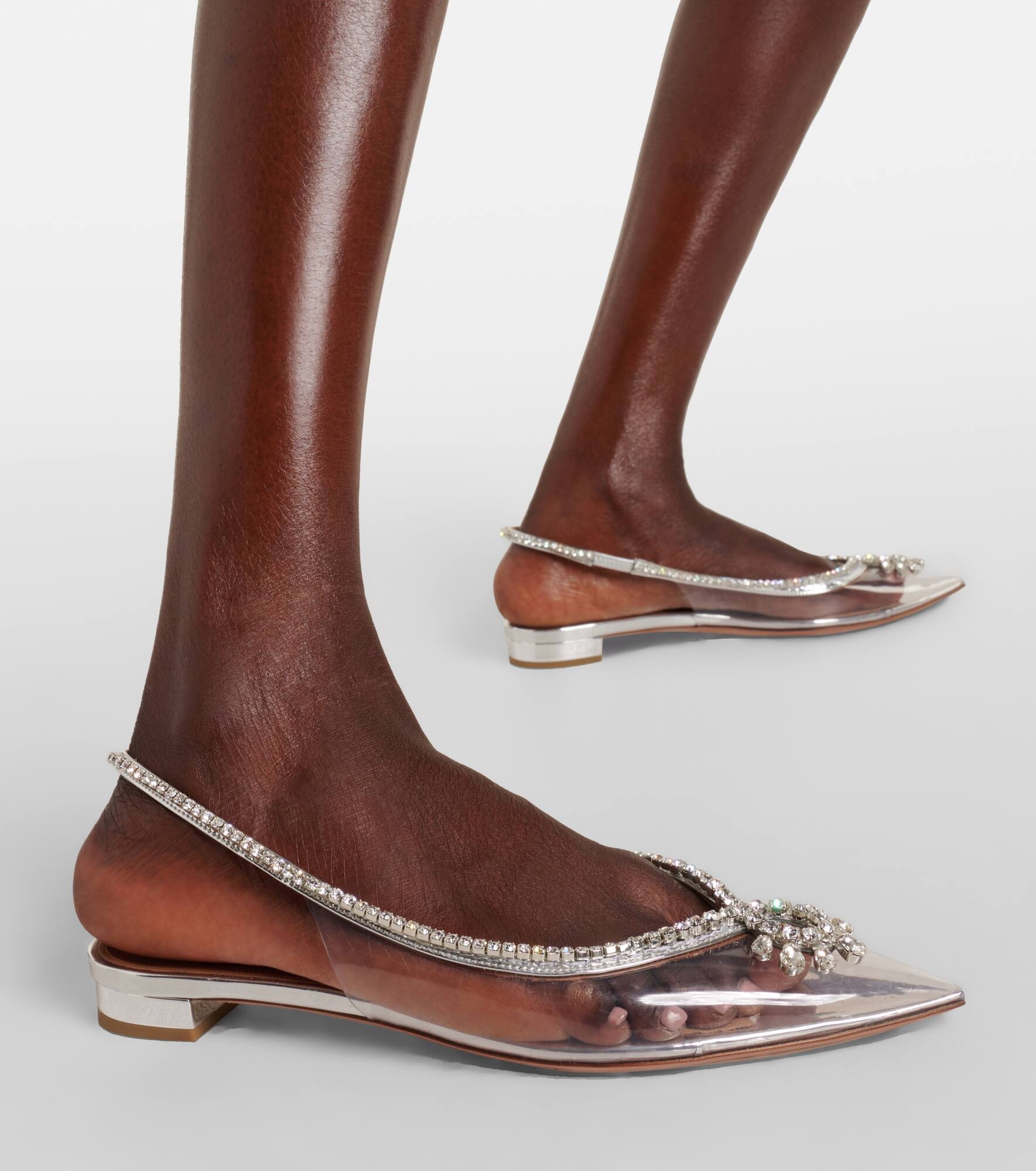 Seduction crystal-embellished PVC slingback flats - 7