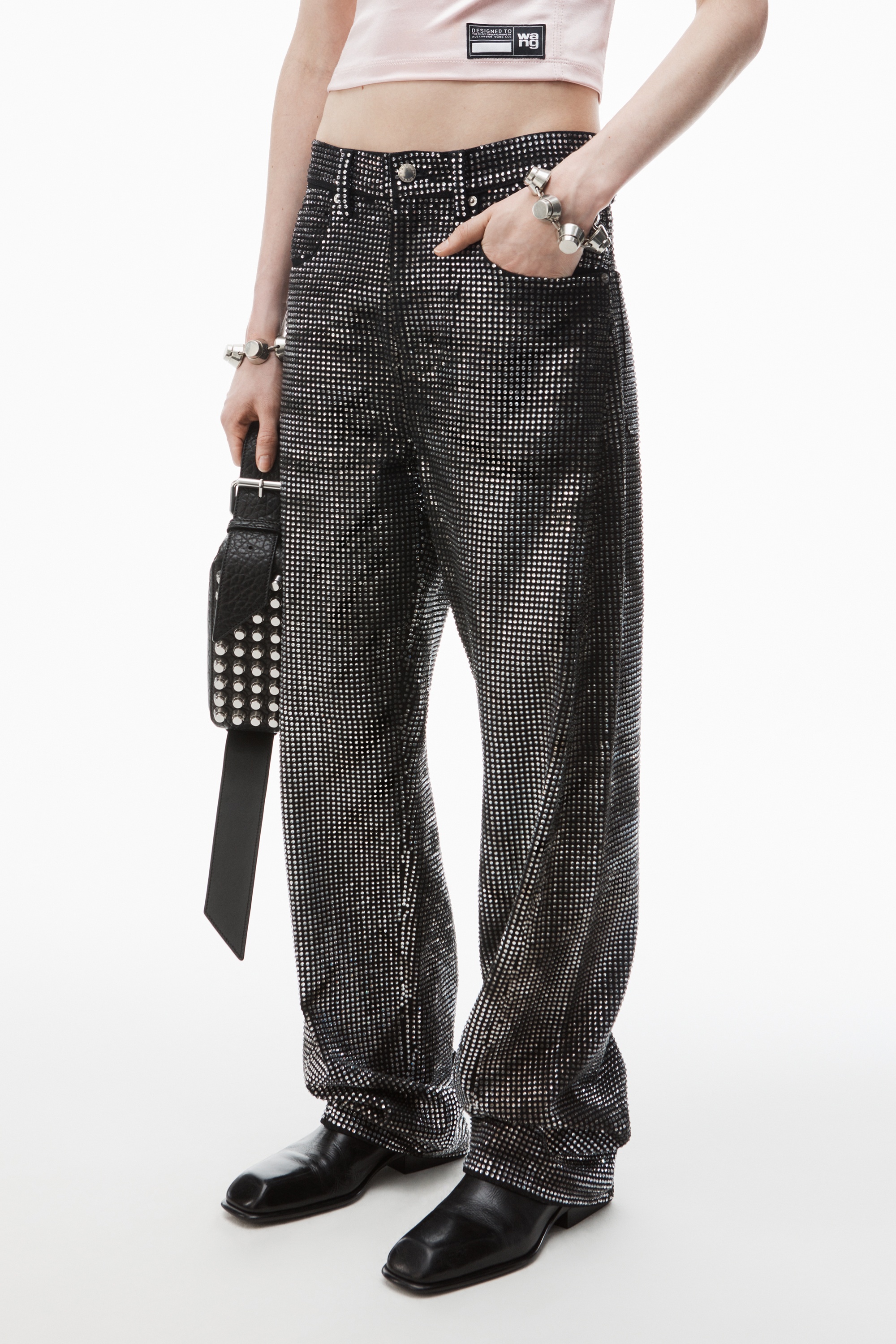distressed crystal hotfix jeans - 3