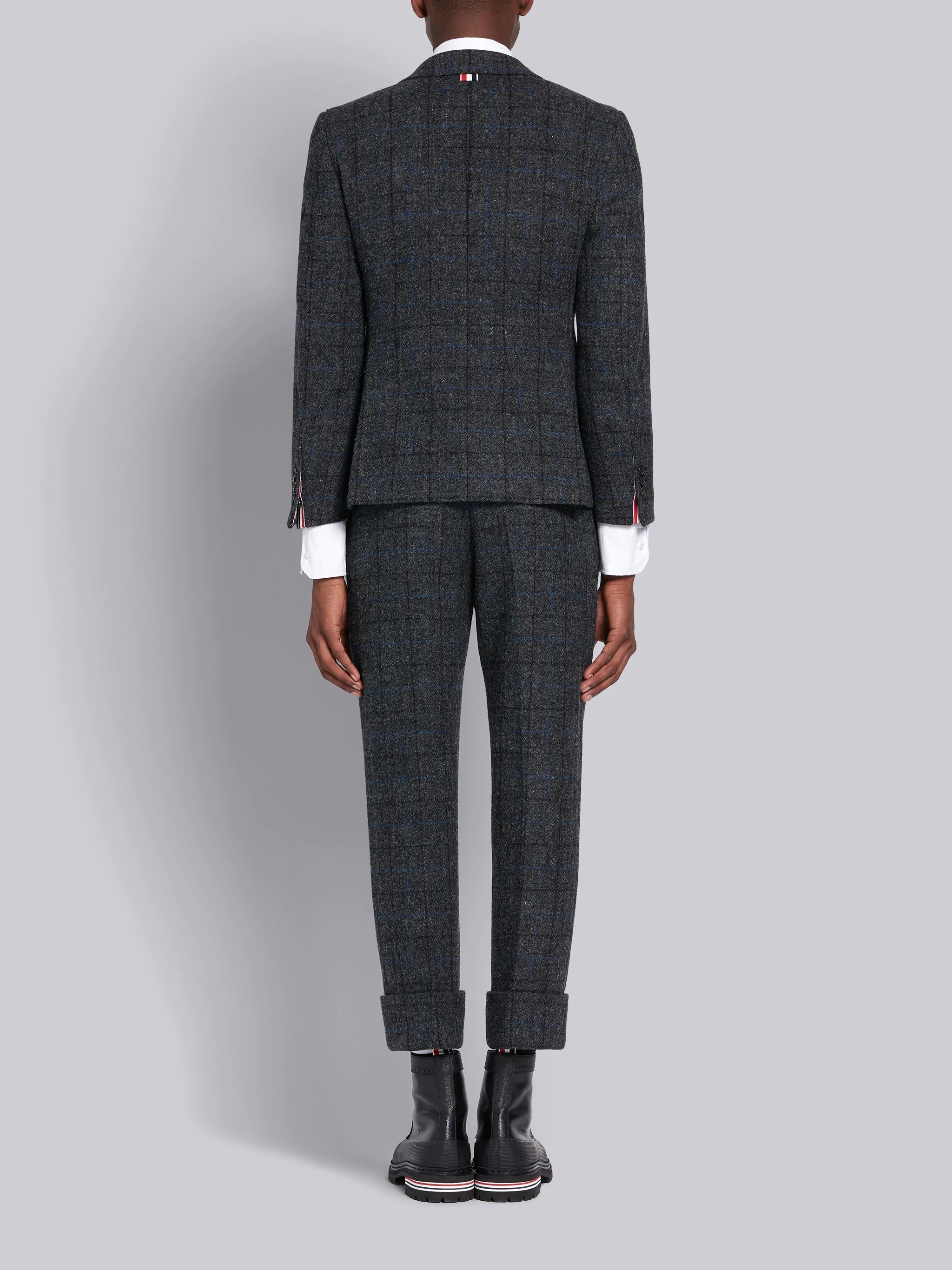 Dark Grey Wool Tattersall Check Classic Suit - 2