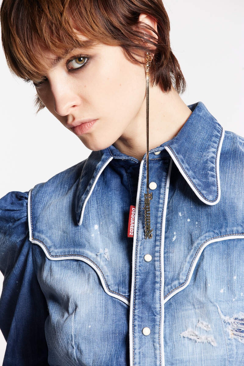 MEDIUM BROKEN WASH COWBOY DENIM SHIRT - 3