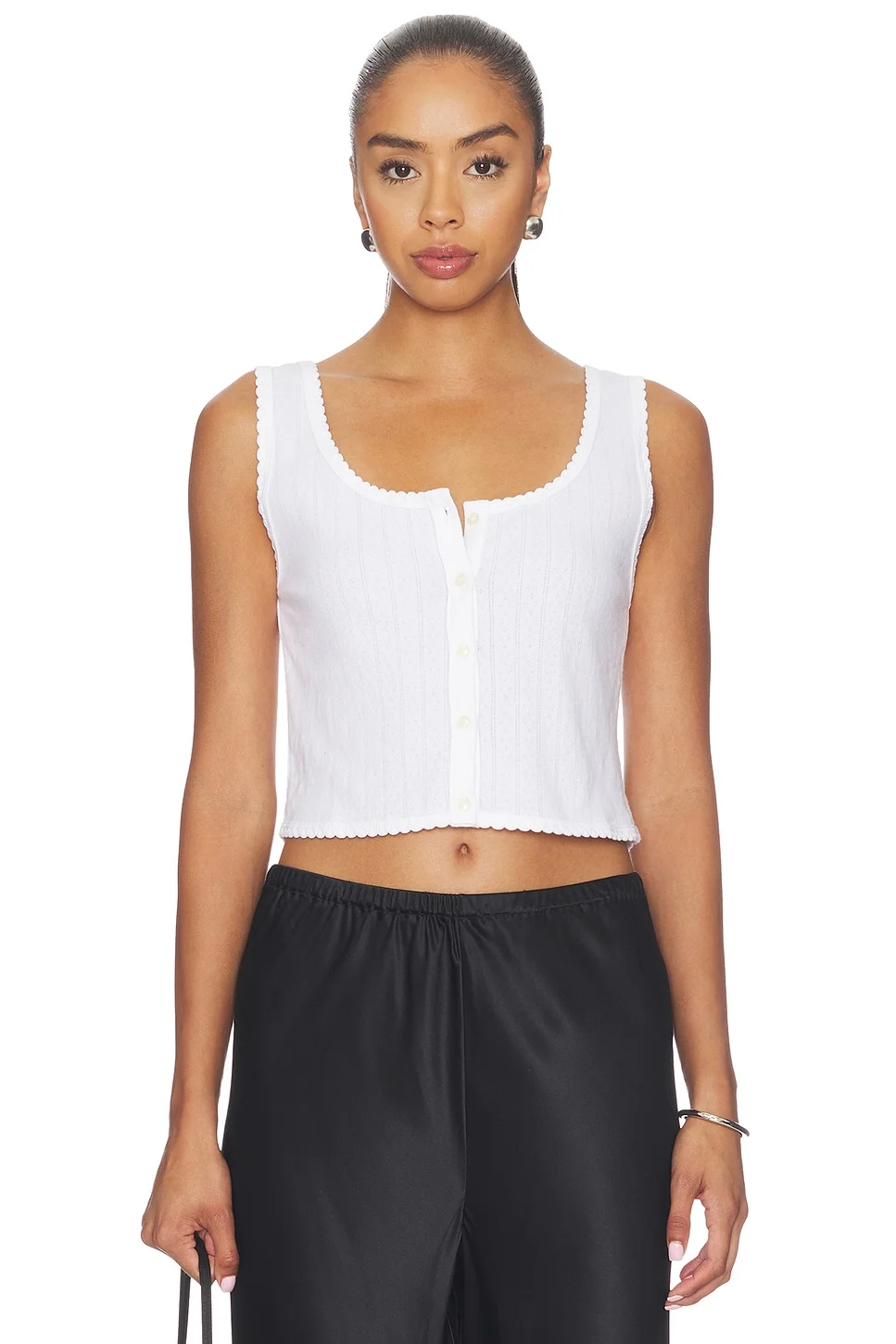 Pointelle Button Down Tank - 1