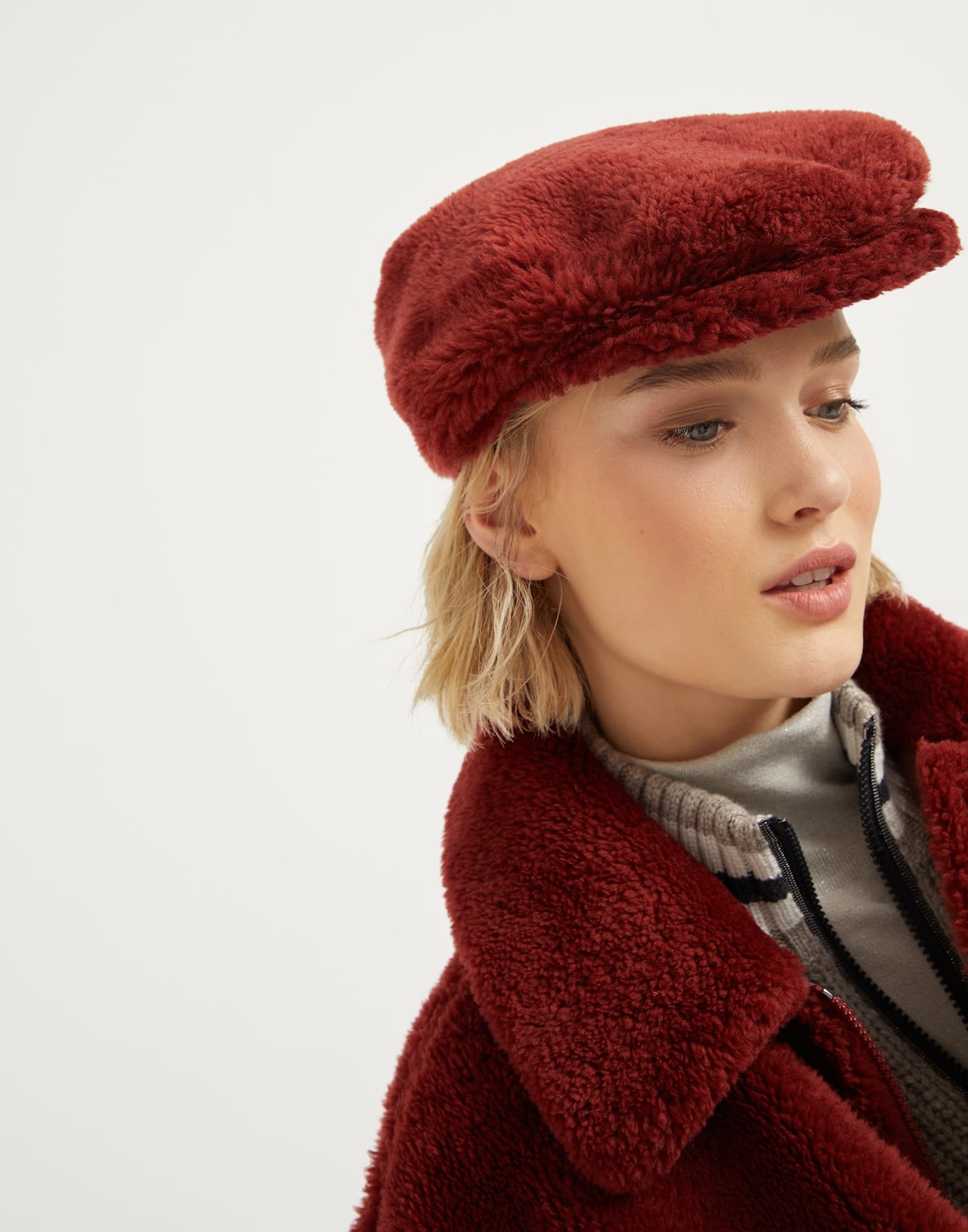 Merino shearling flat cap - 3
