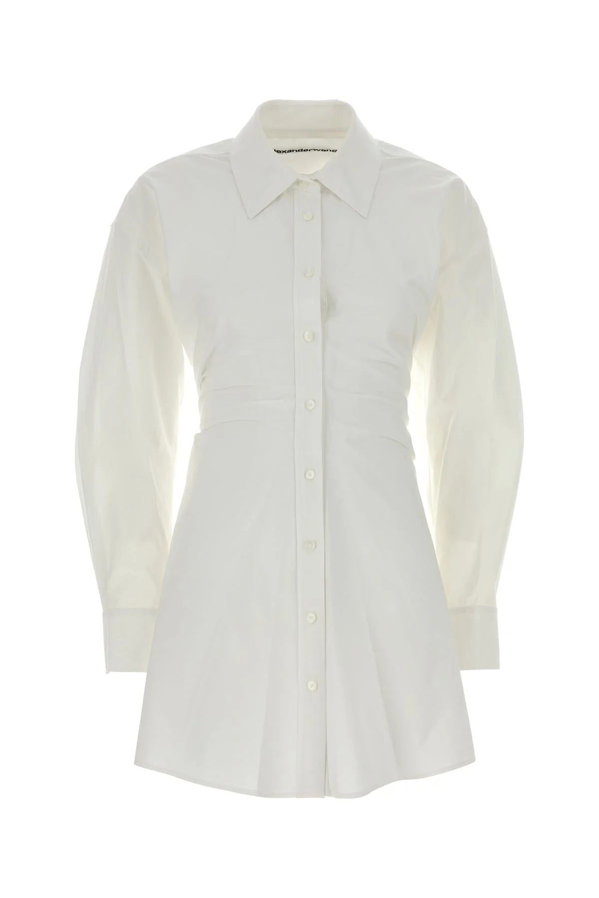 White stretch poplin shirt dress - 1